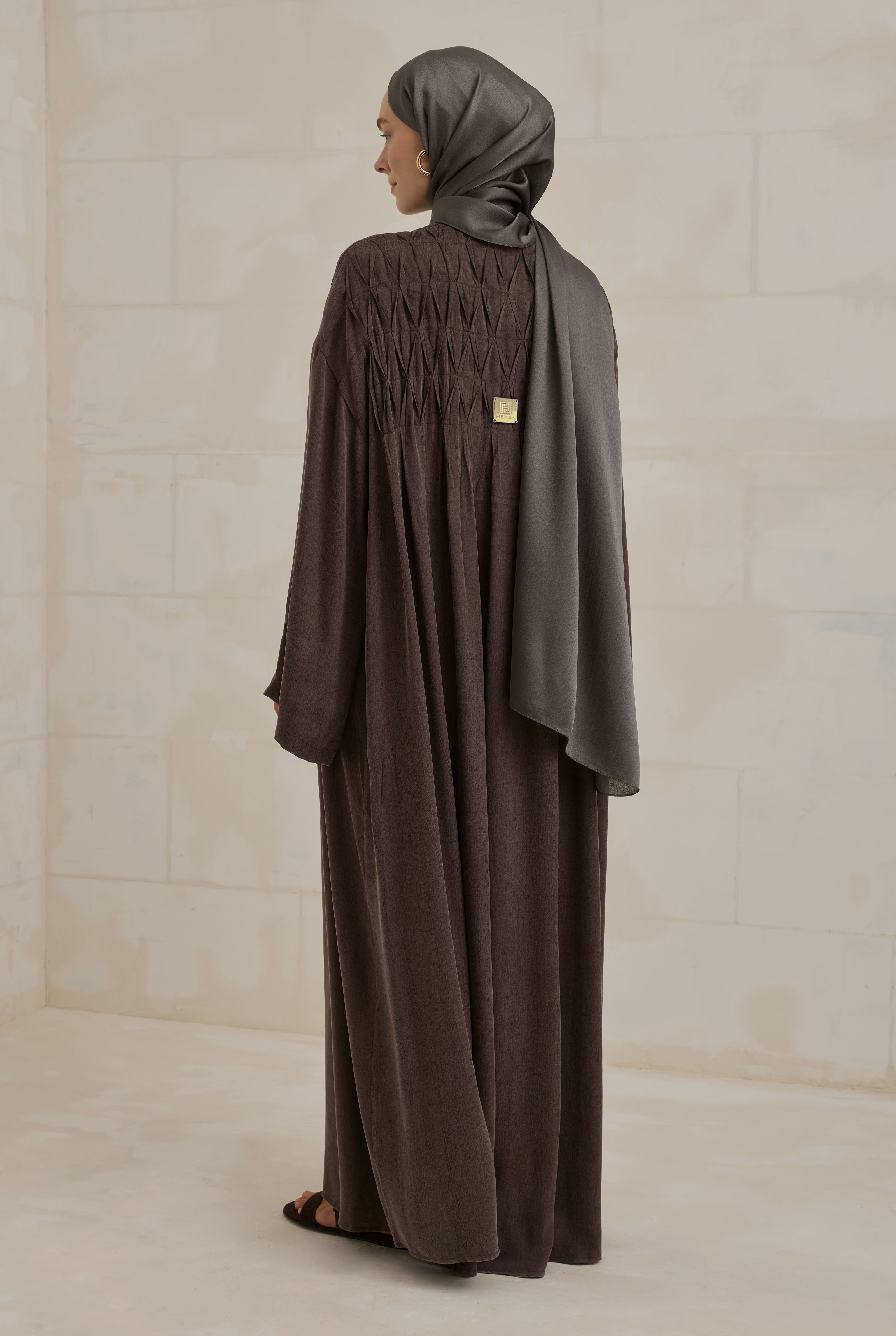 Nervür Motifli Liyosel Abaya Acı Kahve - 4