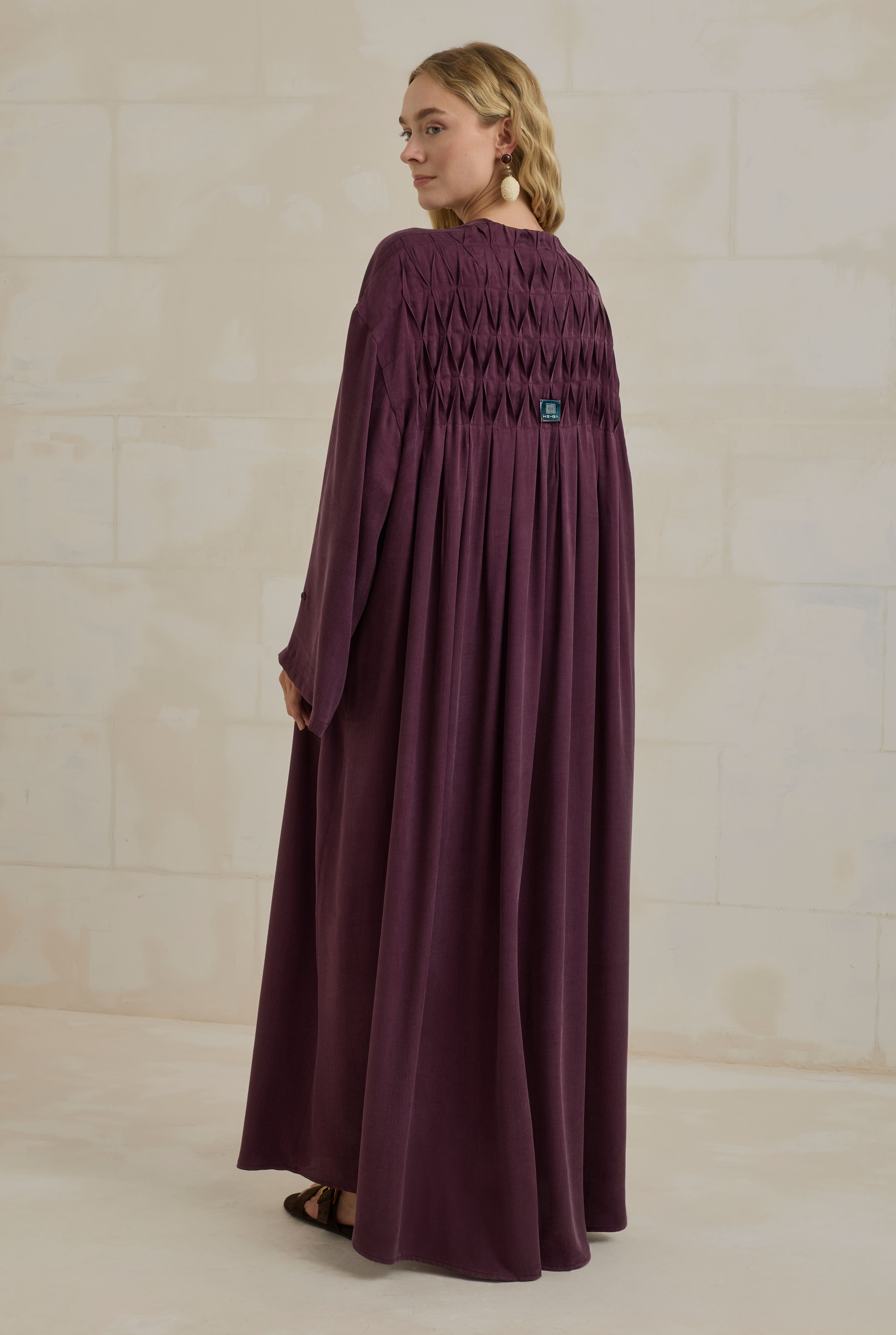 Nervür Motifli Liyosel Abaya Bordo - 6