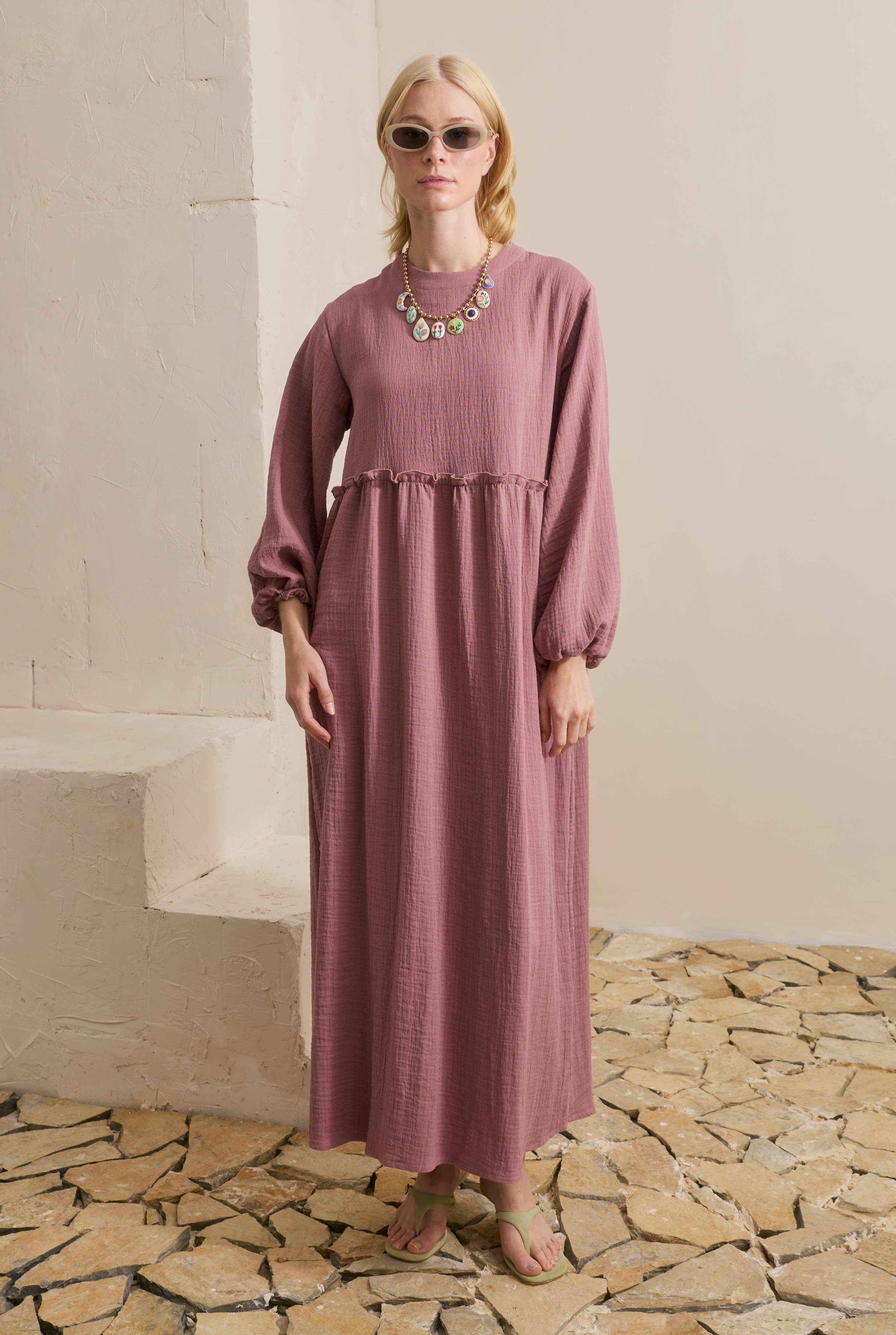 Müslin Elbise Gül Kurusu - 1
