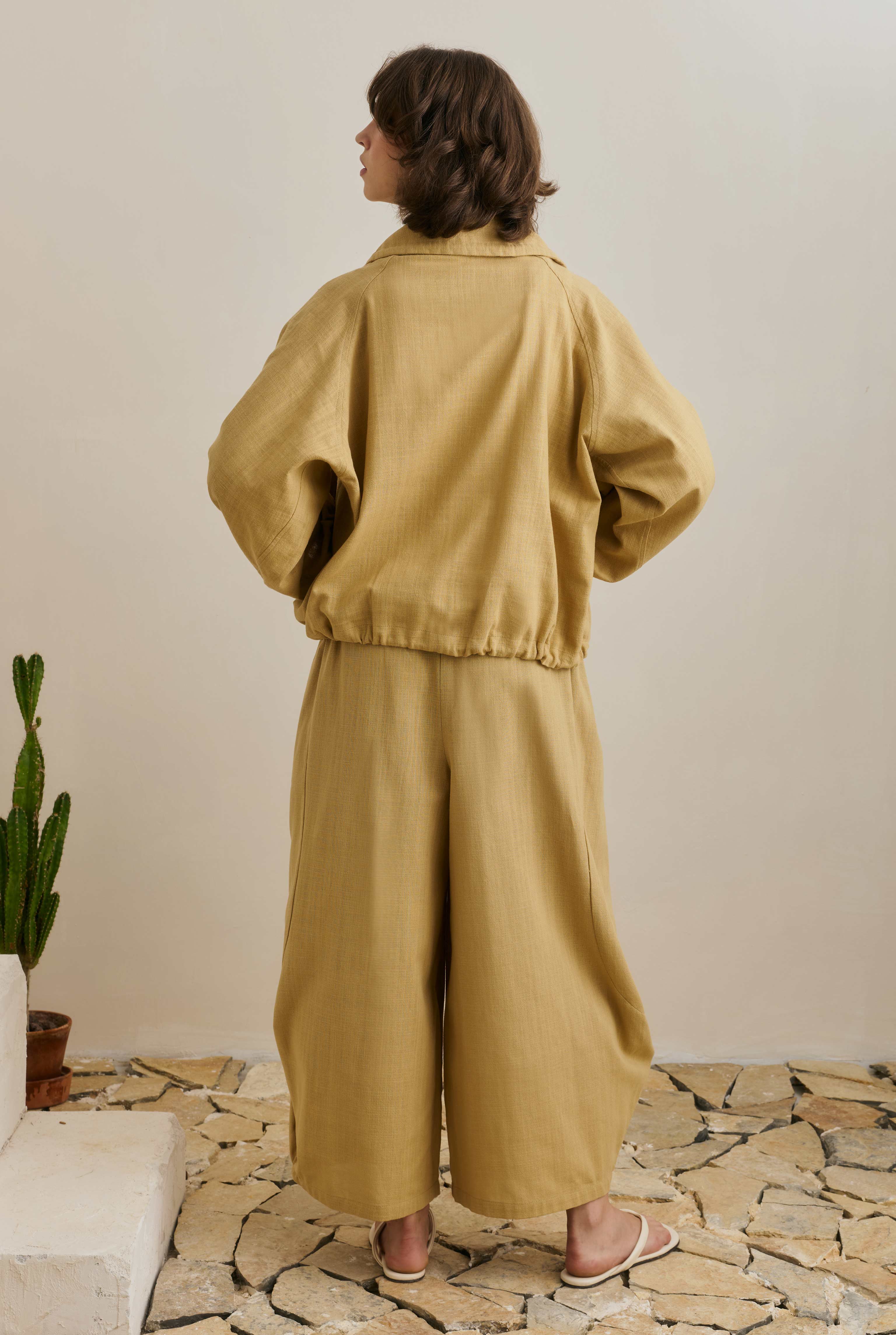 Pamuk Keten Balon Pantolon Açık Camel - 3