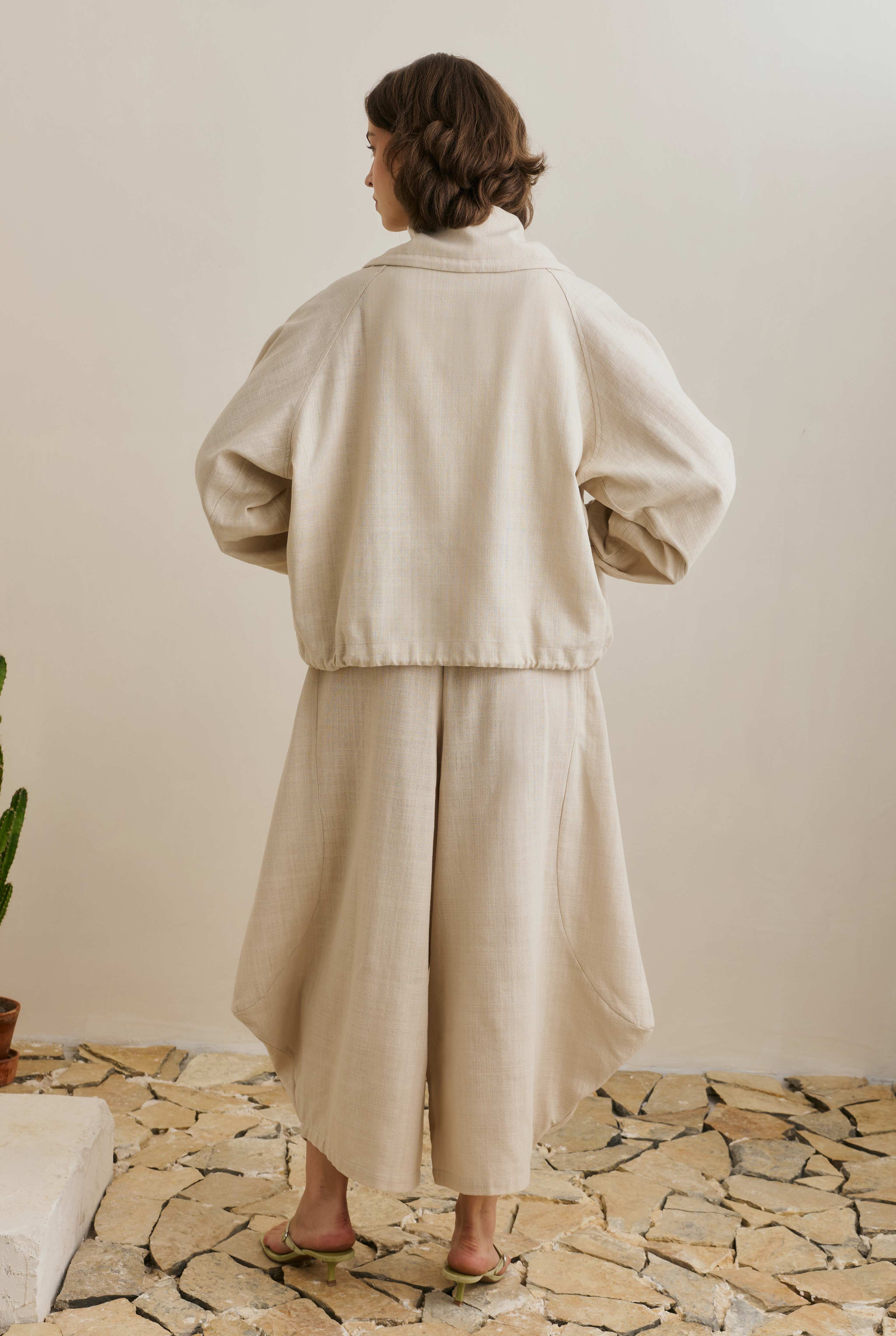 Pamuk Keten Bomber Ceket Sedef - 3