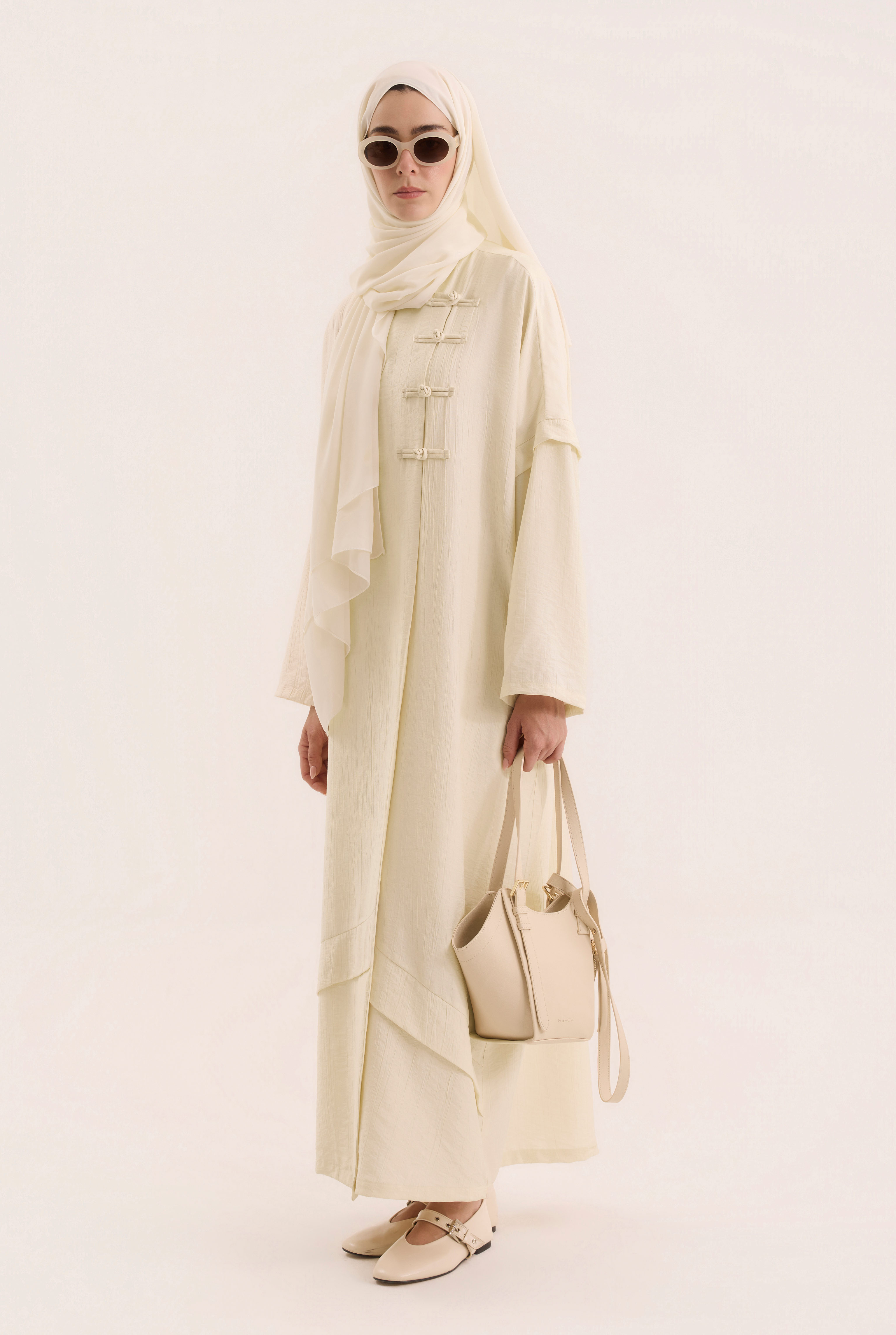 Aller Detailed Abaya Bone - 6