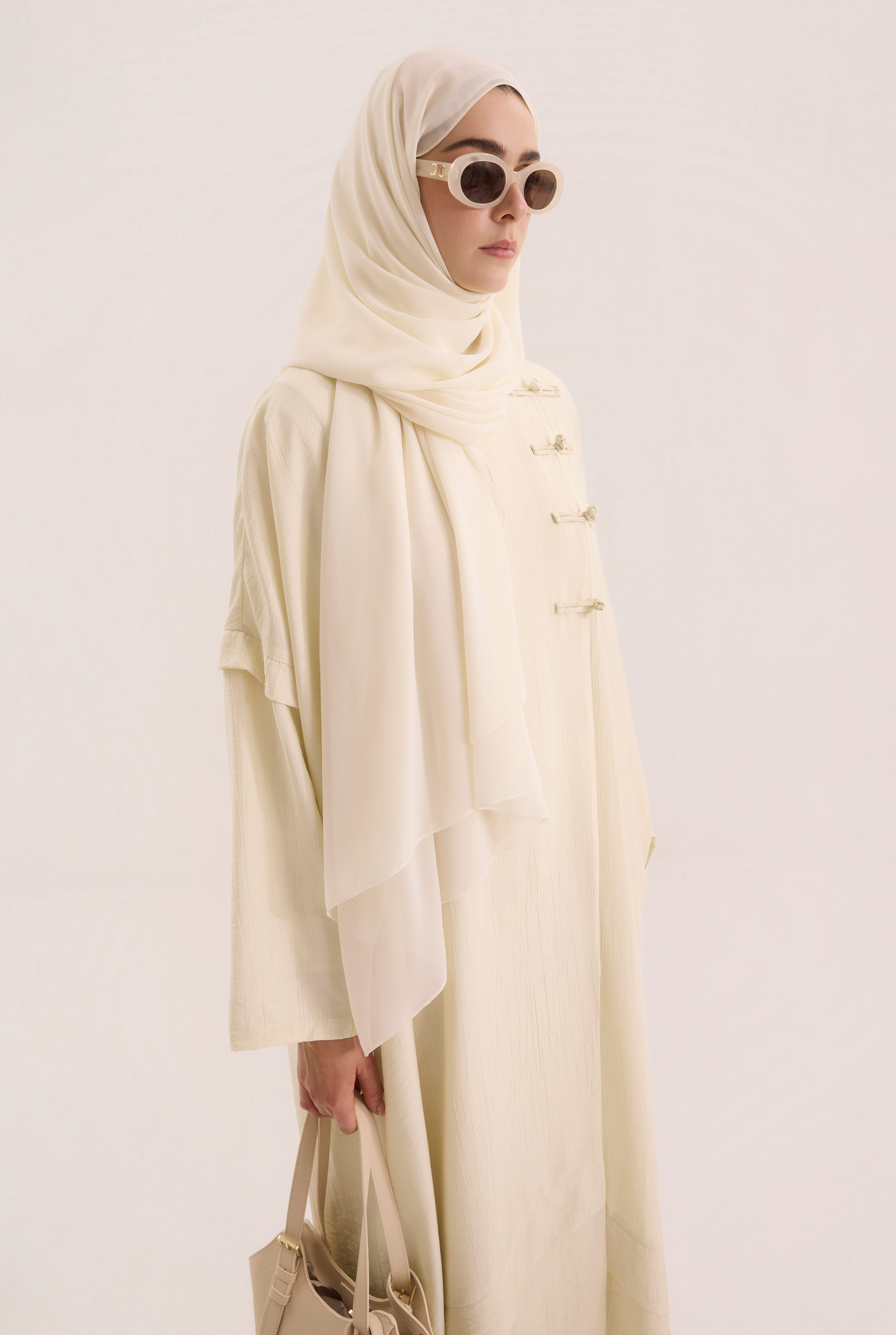 Aller Detailed Abaya Bone - 2