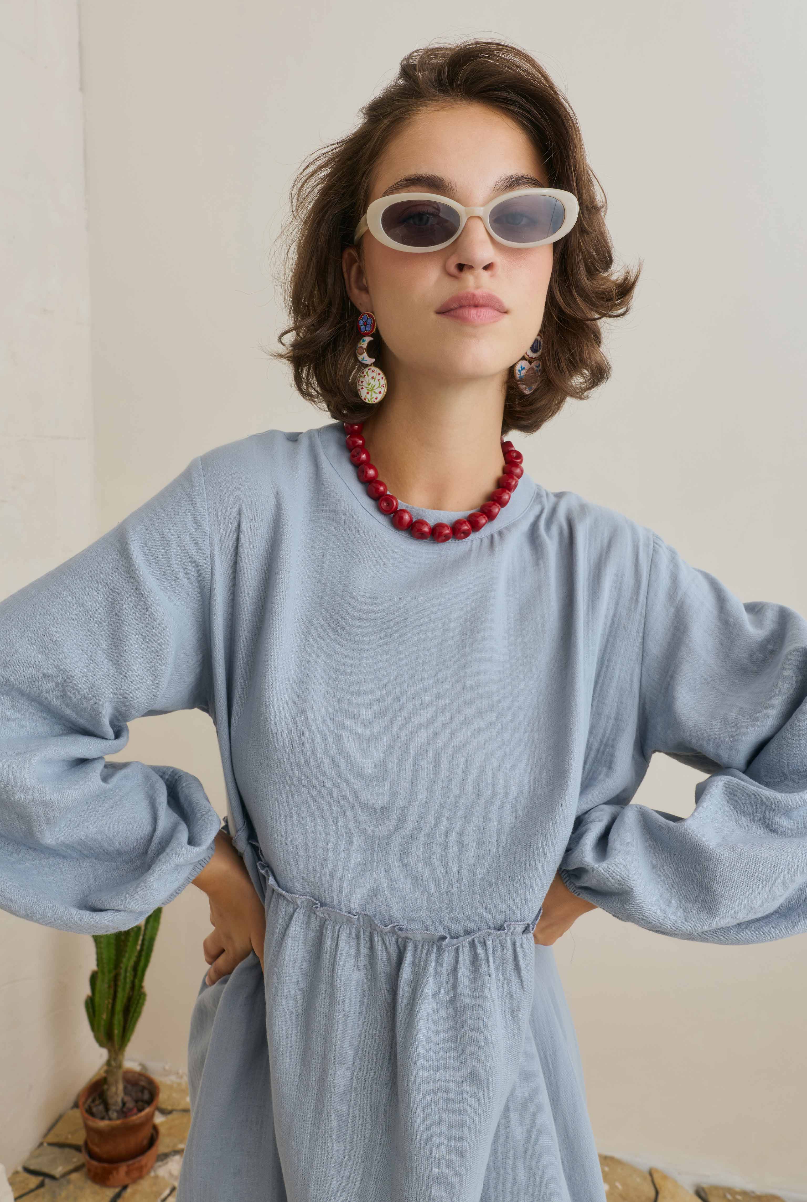 Muslin Dress Pastel Blue - 4