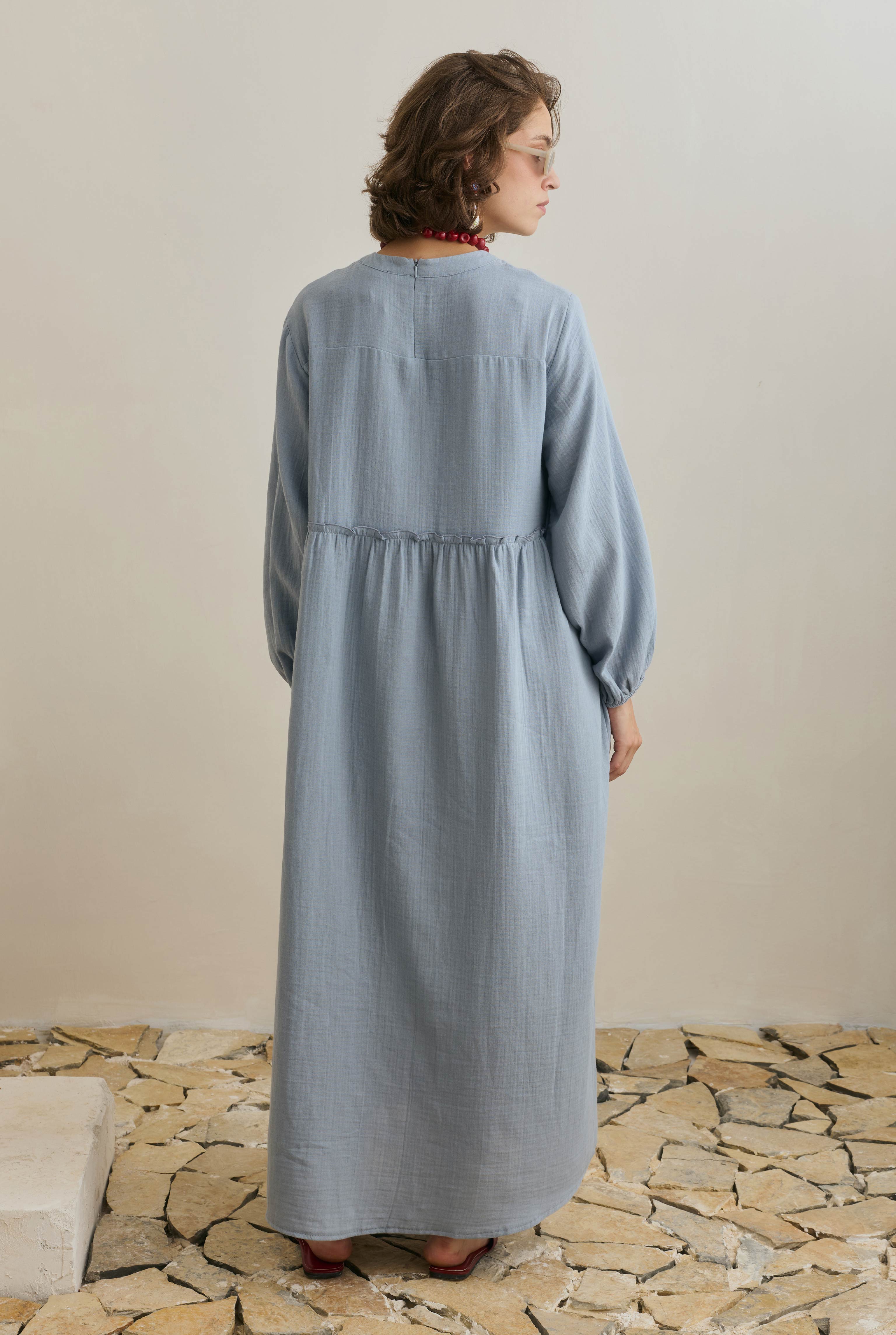 Muslin Dress Pastel Blue - 5