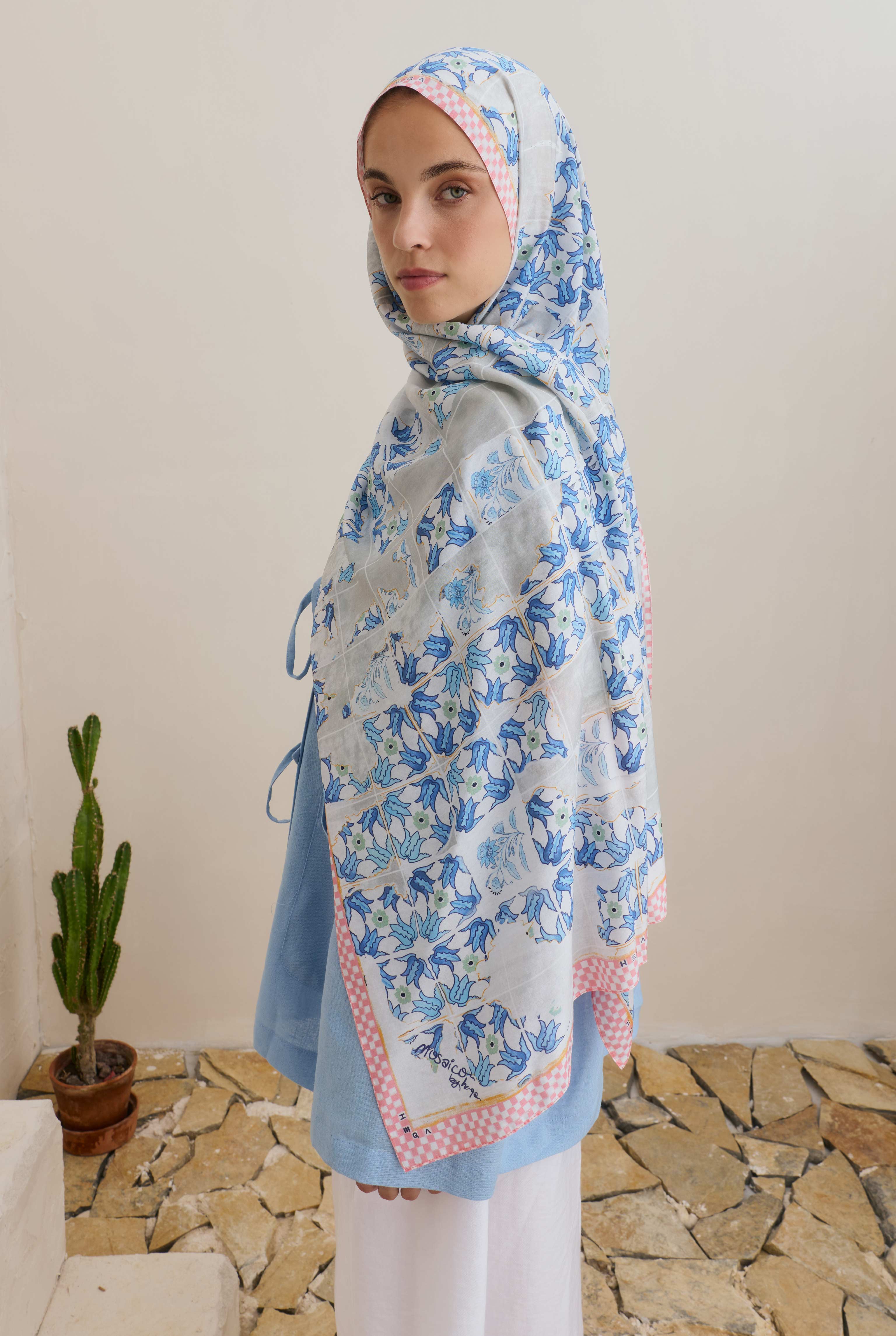 Flor Fragmenta Şal Açık Mavi - 1