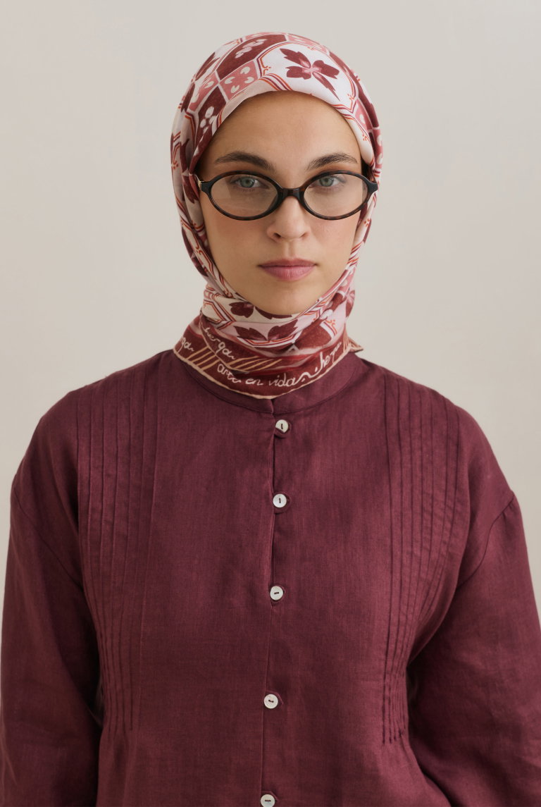 Azulejo Eşarp Bordo - HE-QA
