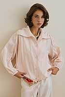 Pamuk Keten Bomber Ceket Soft Pembe 