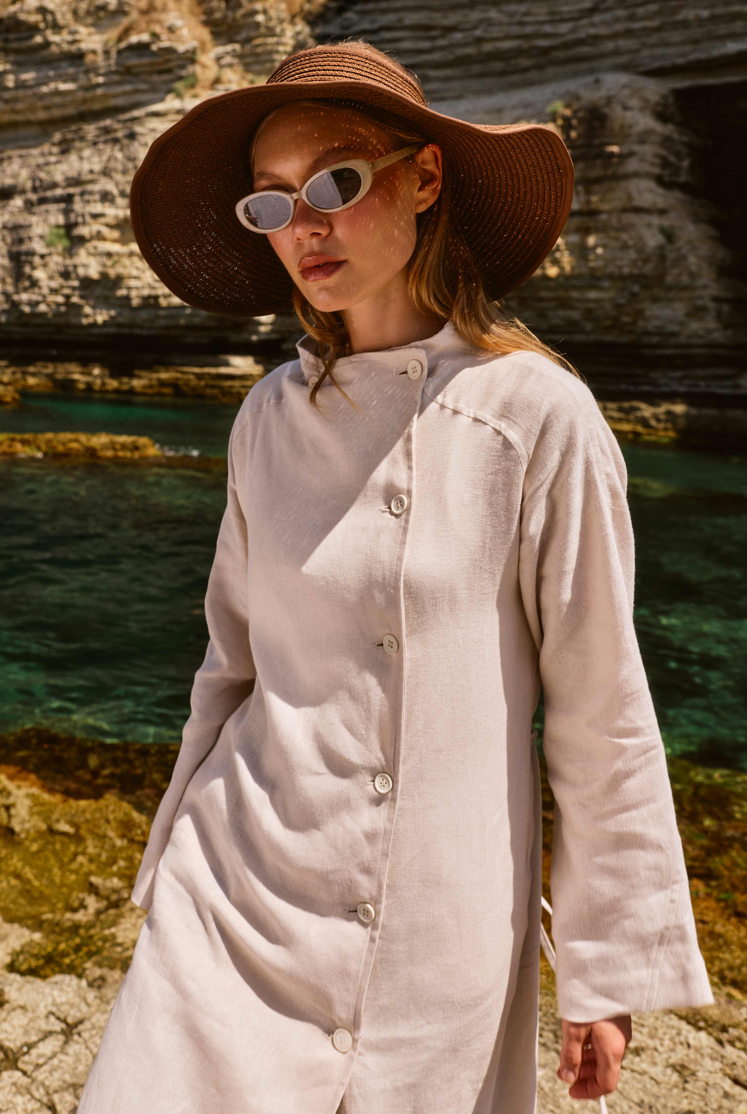 Linen Long Shirt Seashell - 2