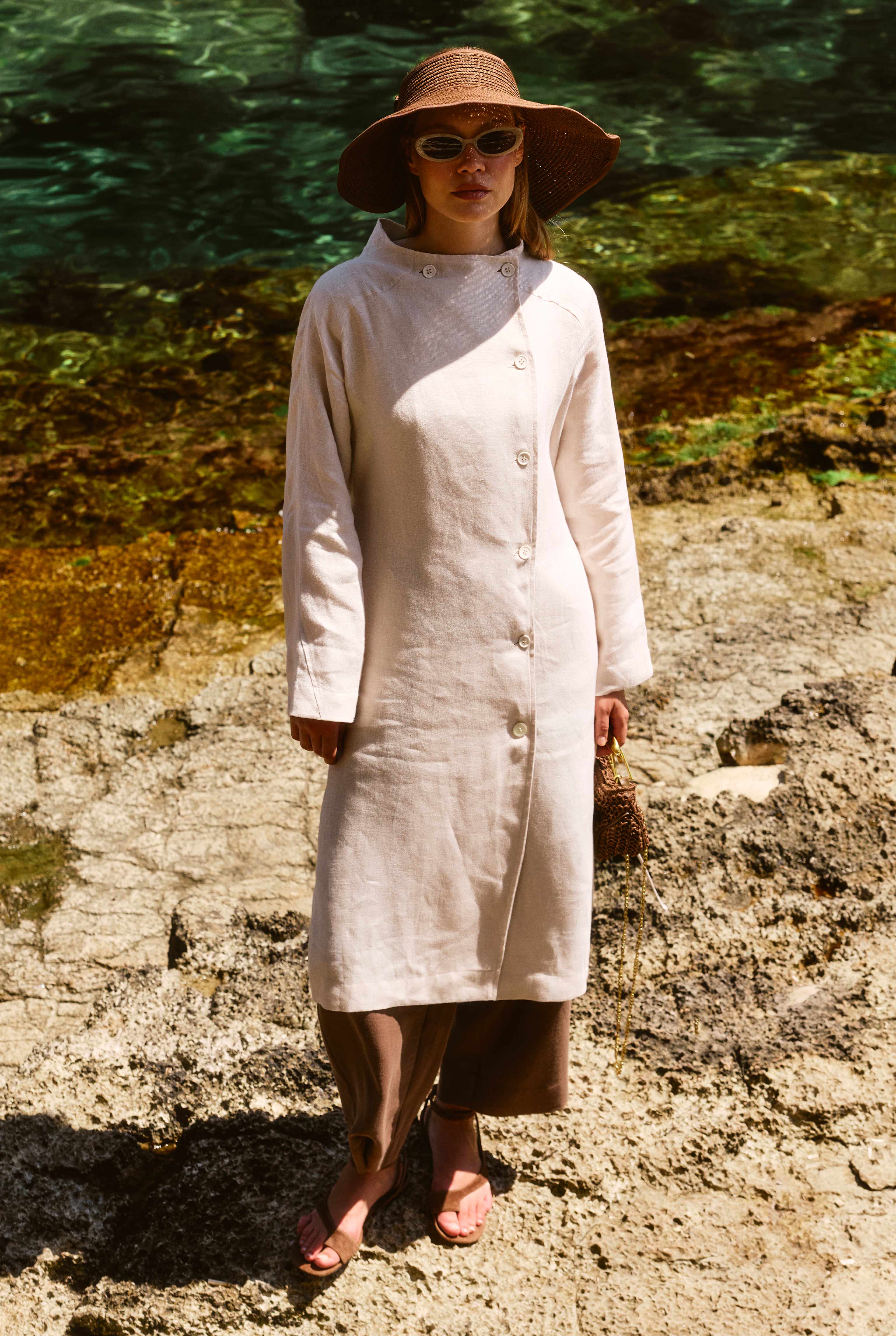 Linen Long Shirt Seashell - 4