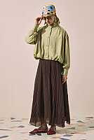 Tie Detail Layered Skirt Dark Brown 