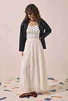 Tie Detail Layered Skirt Ecru 