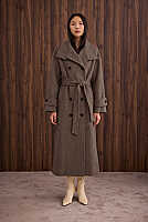 Funnel Neck Long Coat Brown 