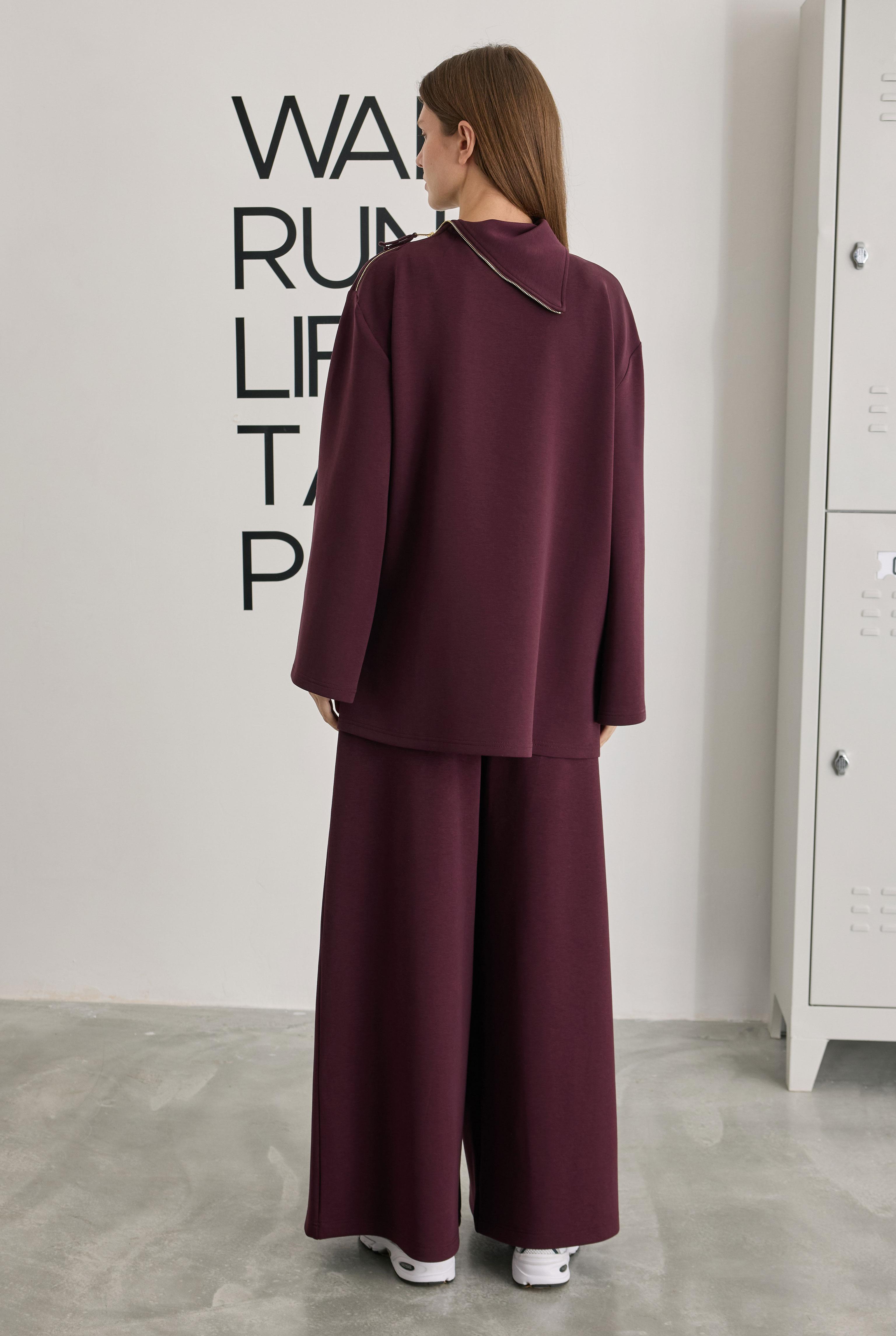 Fermuarlı Pera Modal Sweat Bordo - 6