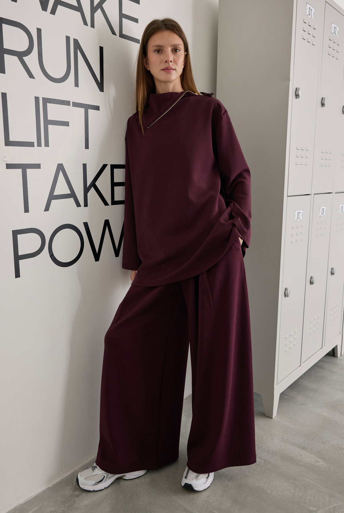 Fermuarlı Pera Modal Sweat Bordo - HE-QA