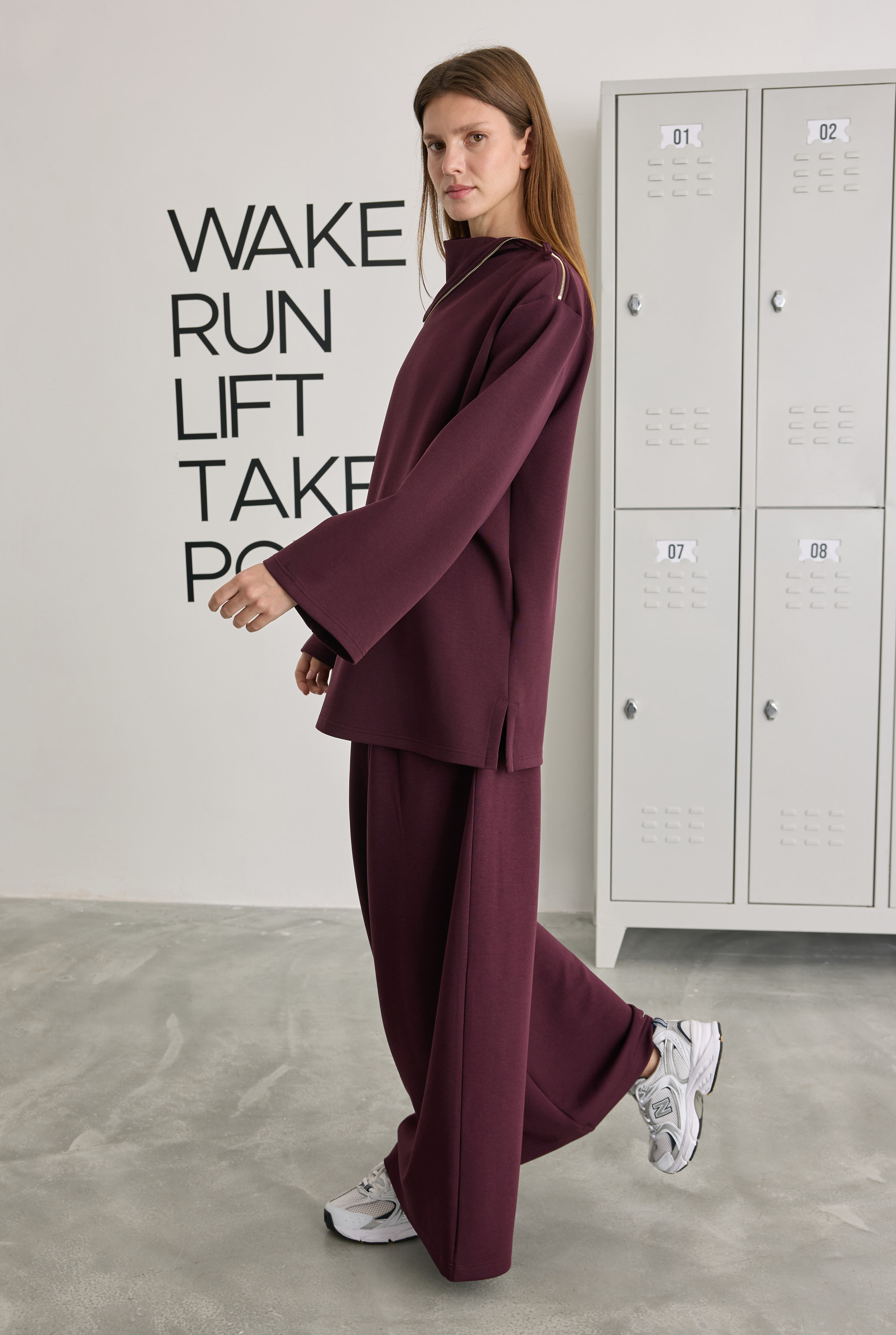 Fermuarlı Pera Modal Sweat Bordo - 5