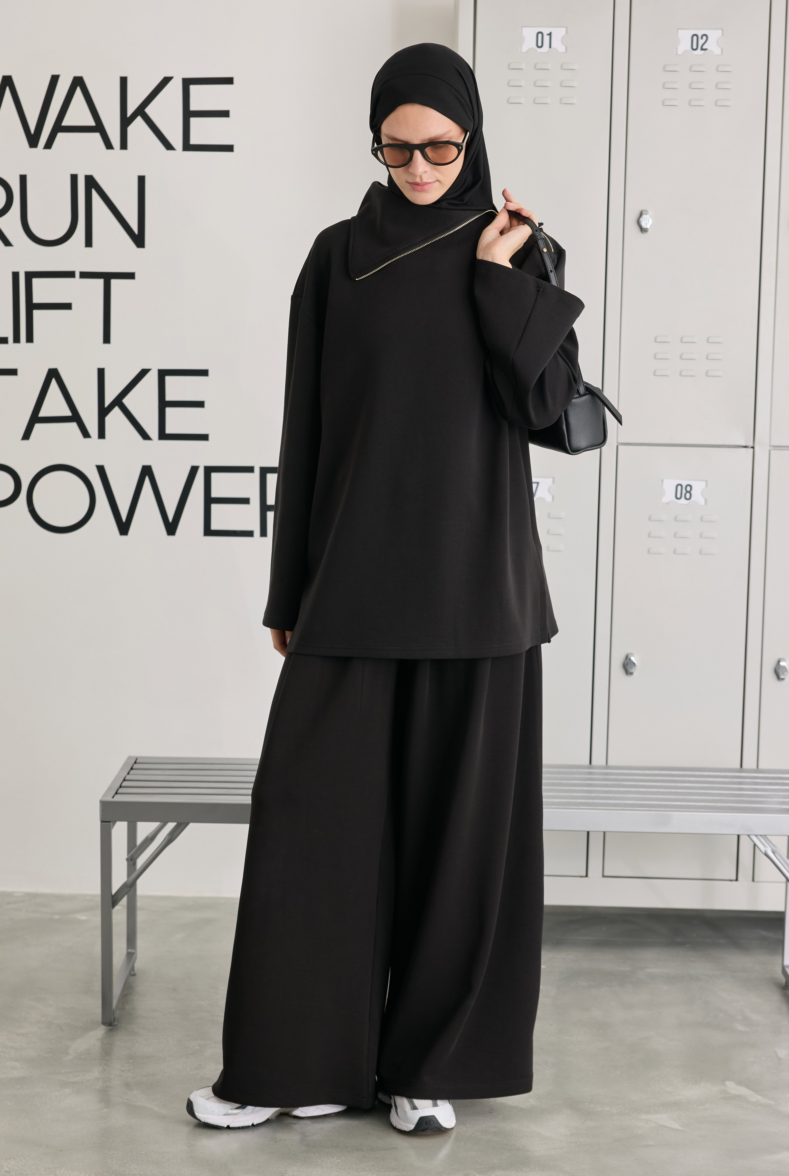 Fermuarlı Pera Modal Sweat Siyah - 2