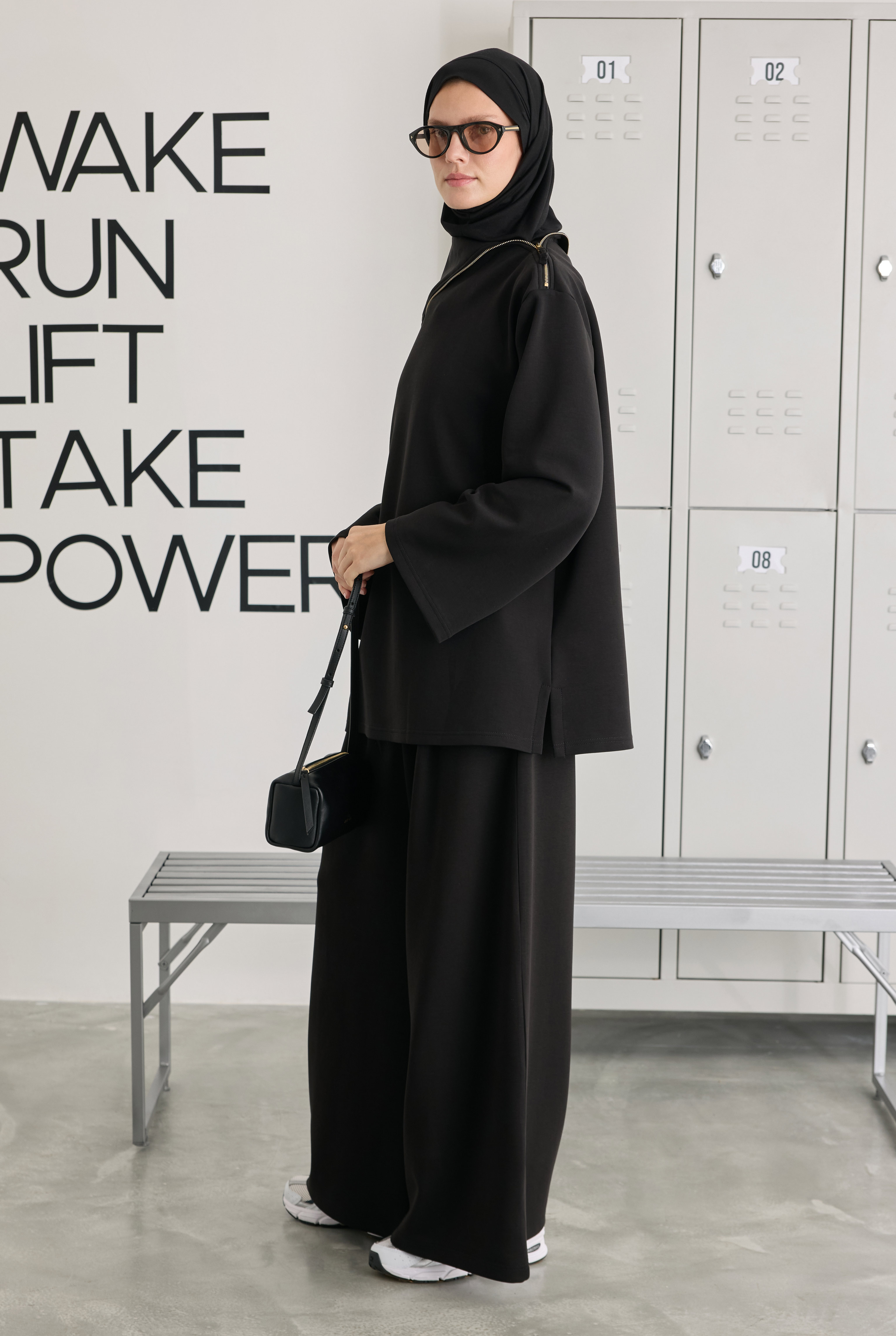 Fermuarlı Pera Modal Sweat Siyah - 3