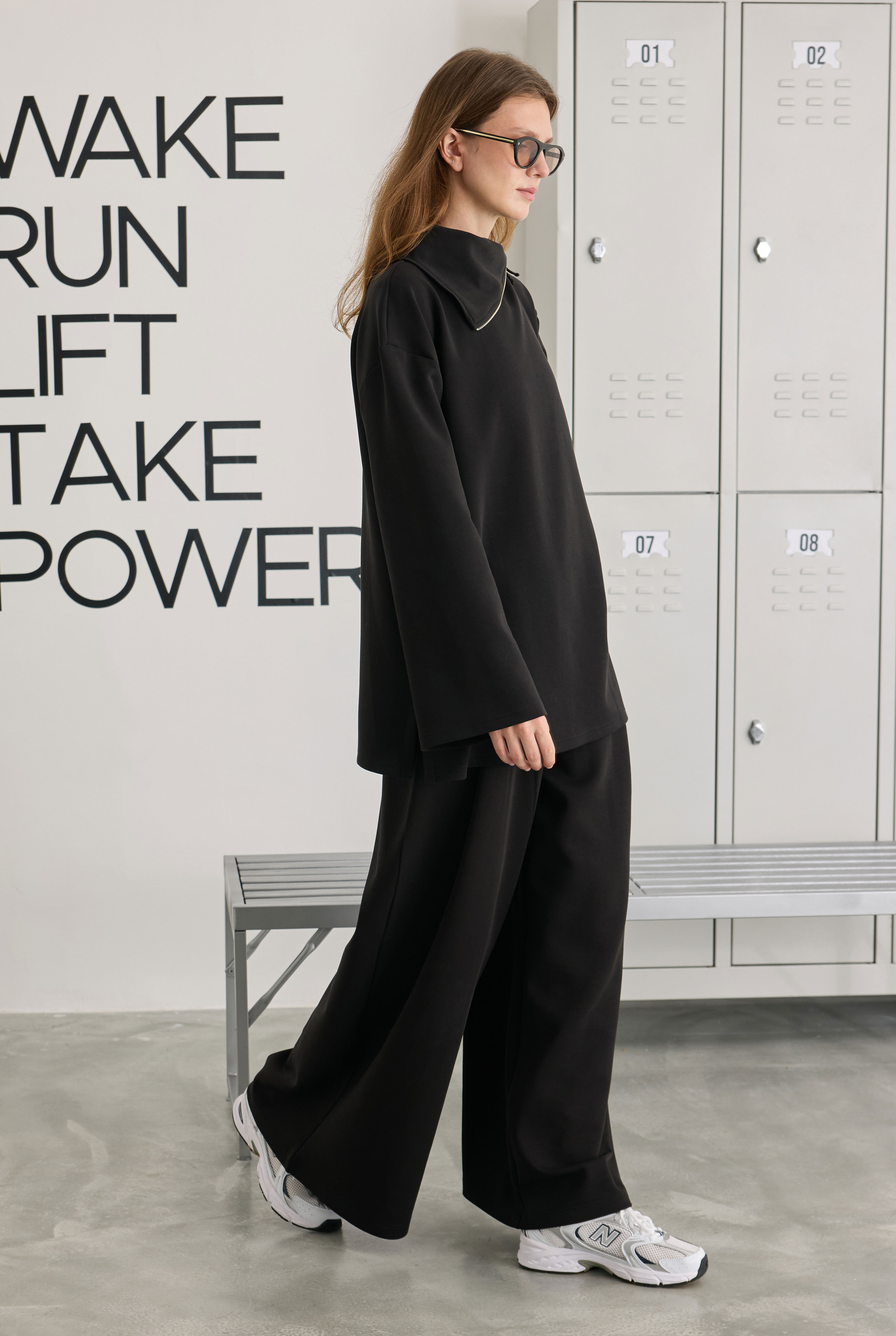 Fermuarlı Pera Modal Sweat Siyah - 5