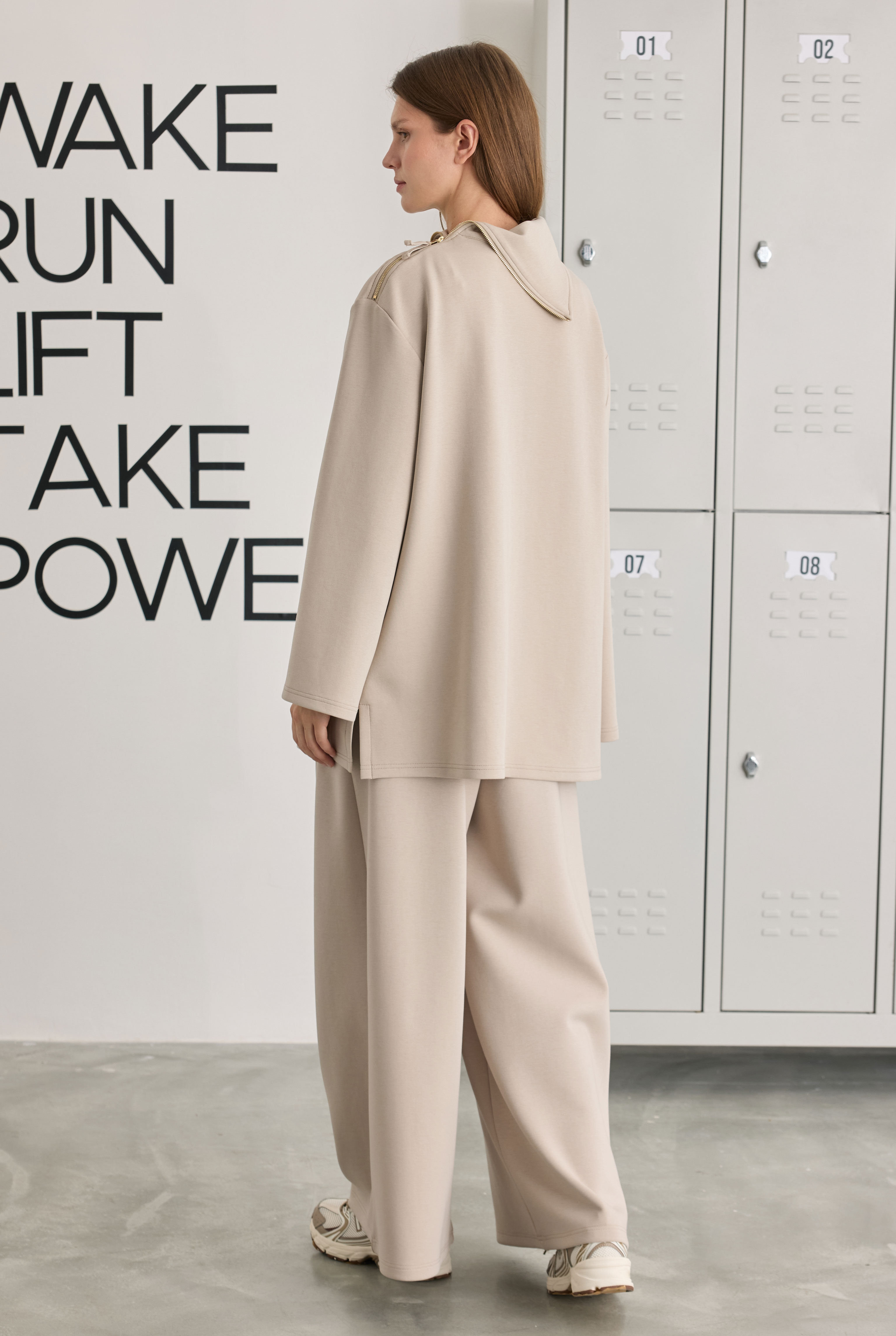 Fermuarlı Pera Modal Sweat Taş - 3