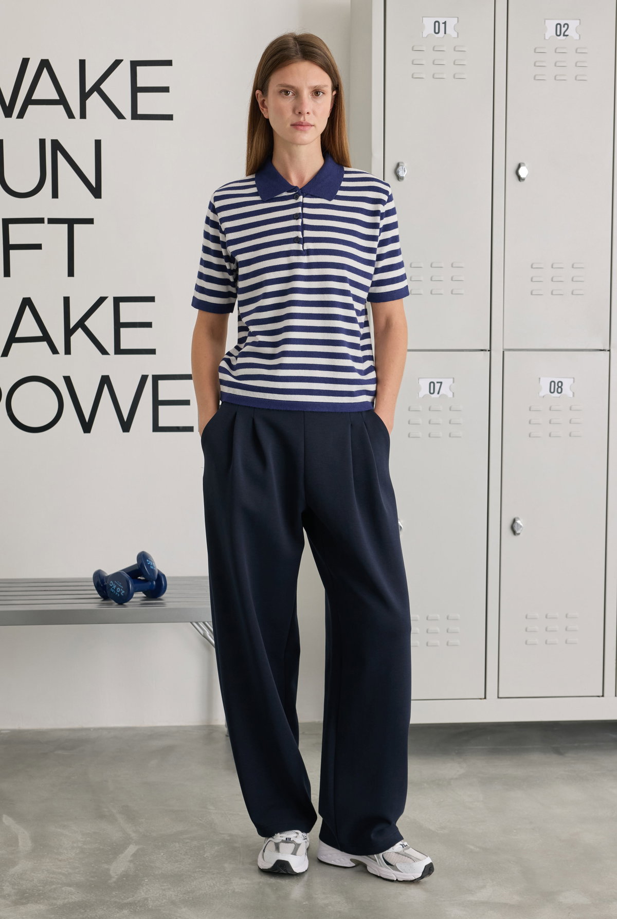 Pera Barrel Trousers Navy Blue - HE-QA