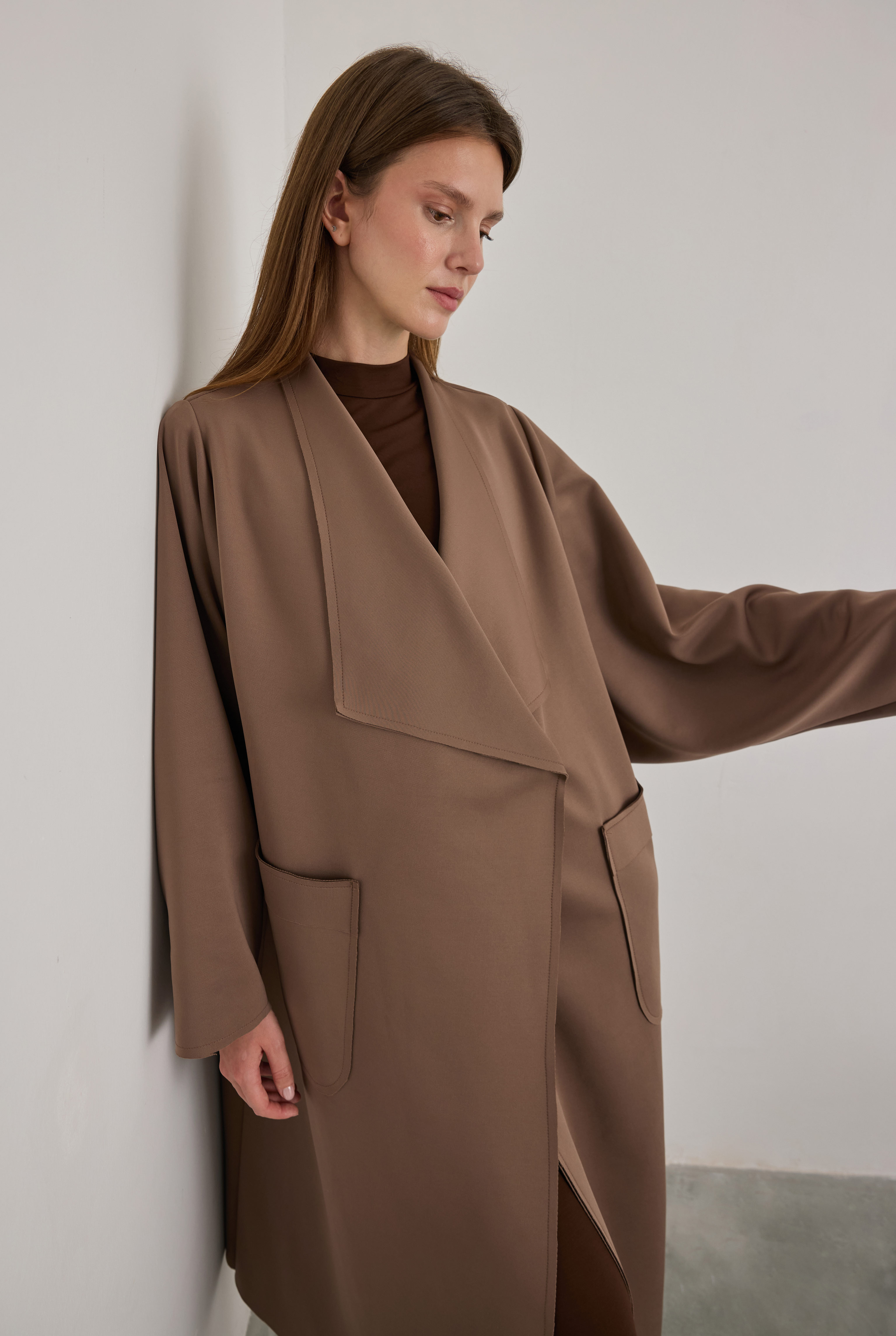 Scuba Long Jacket Dark Mink - 4