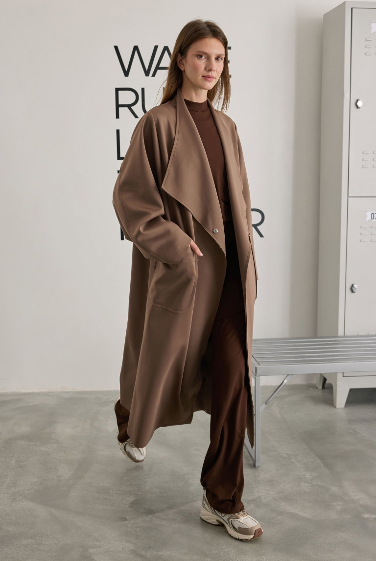 Scuba Long Jacket Dark Mink - HE-QA