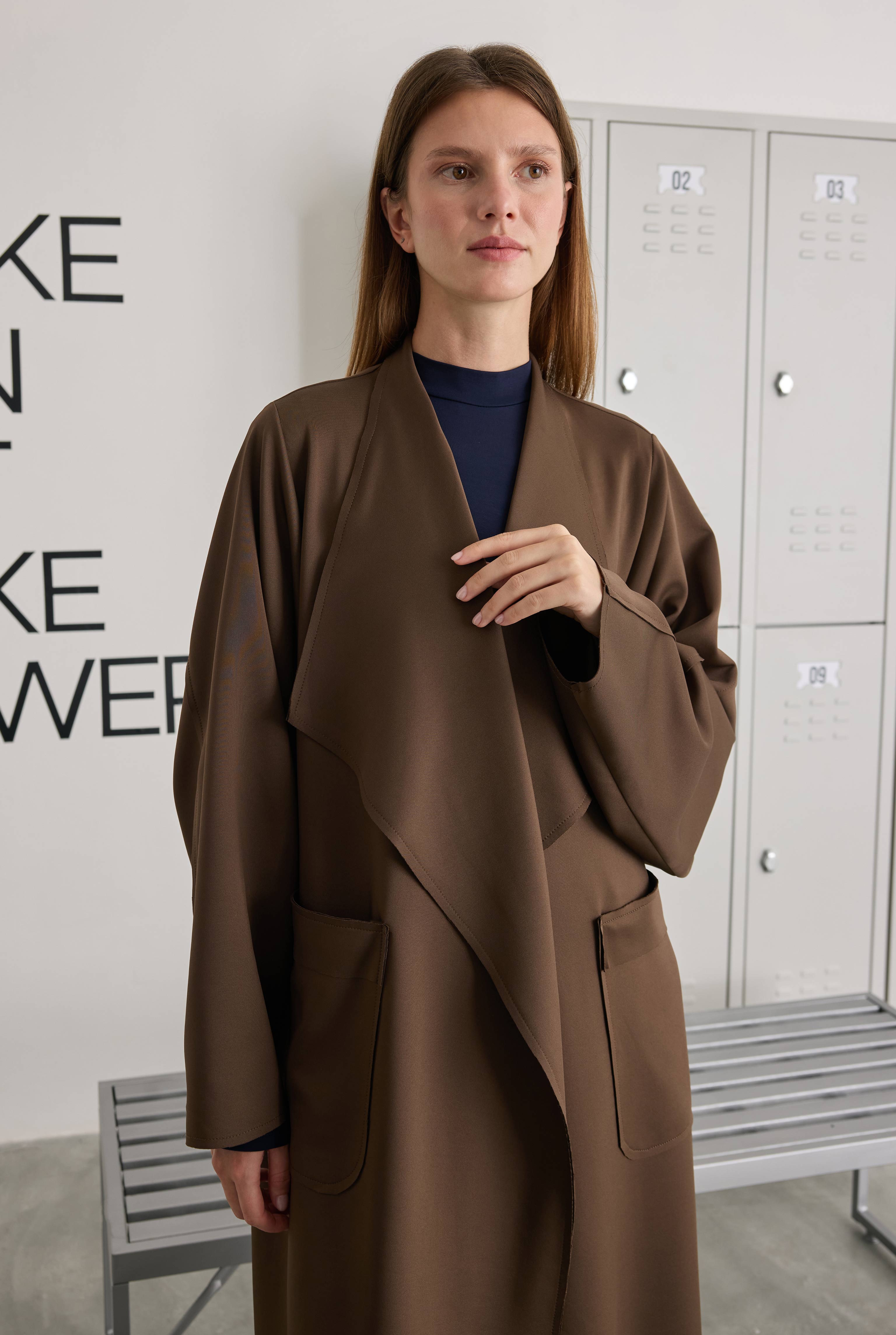 Scuba Long Jacket Dark Brown - 3