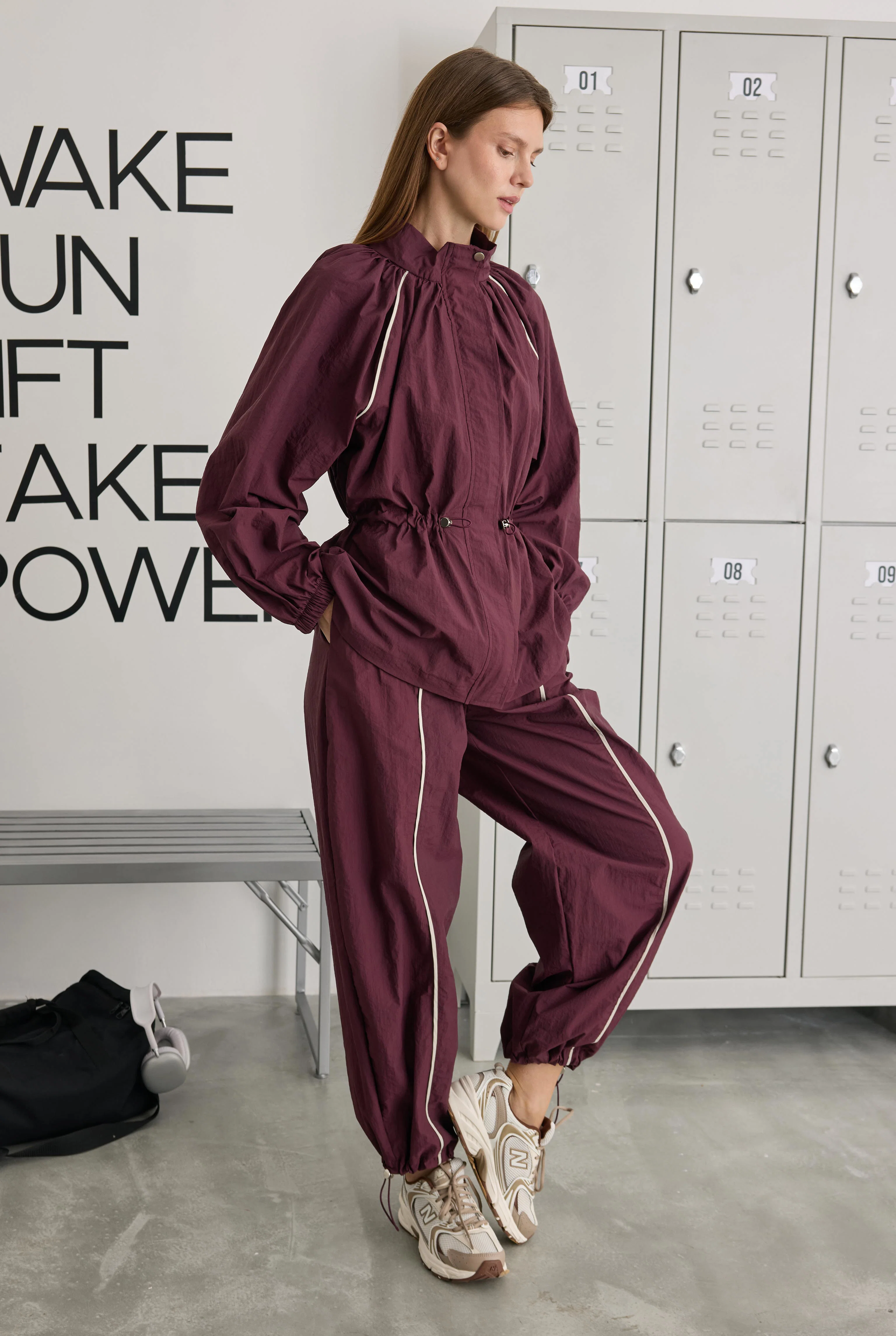Raglan Sleeve Trouser Set Bordeaux - 2