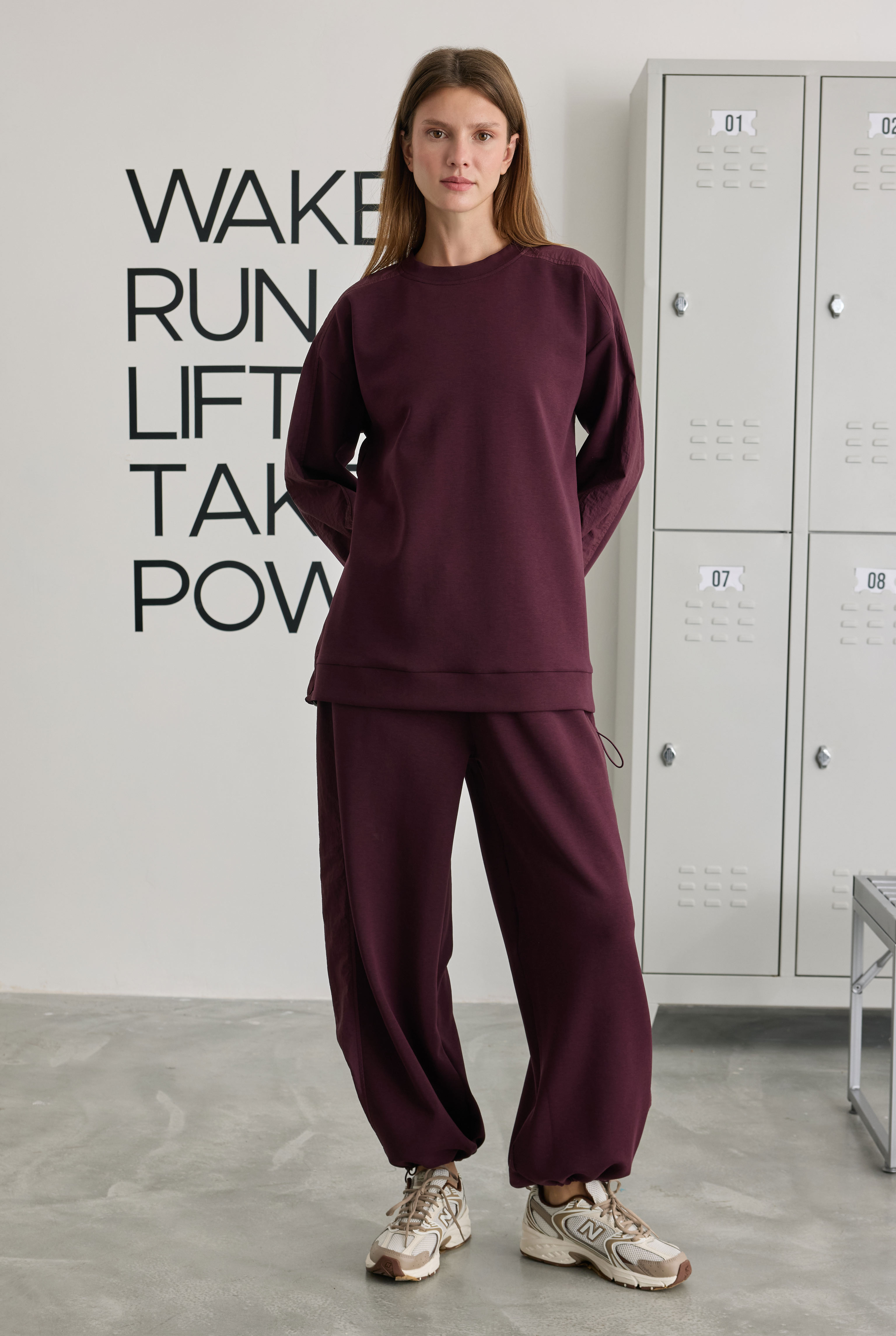 Teknik Kumaşlı Modal Takım Bordo - 2