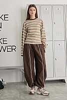 Technical Pants with Piping Detail Brown 