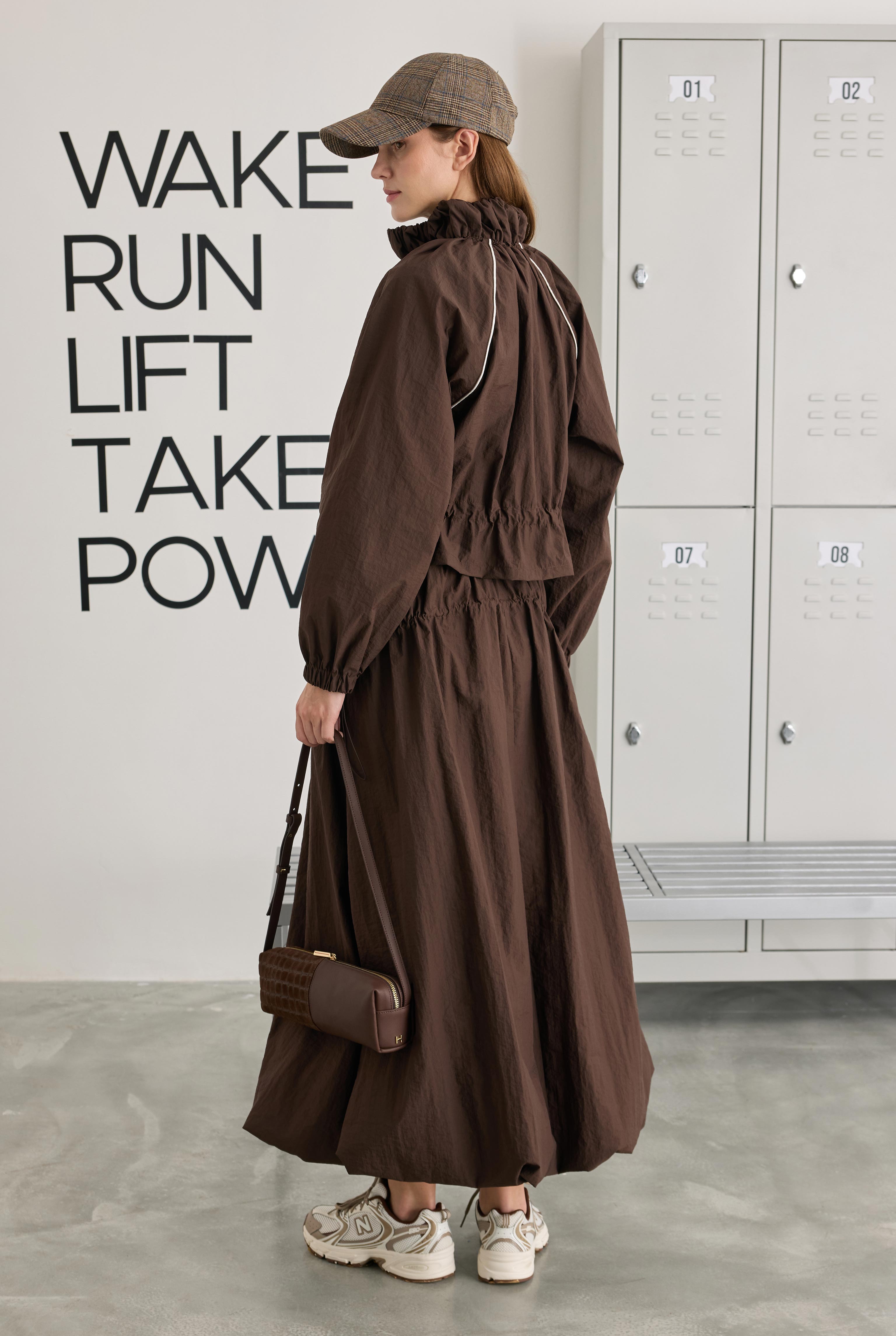Ruched Balloon Skirt Brown - 3