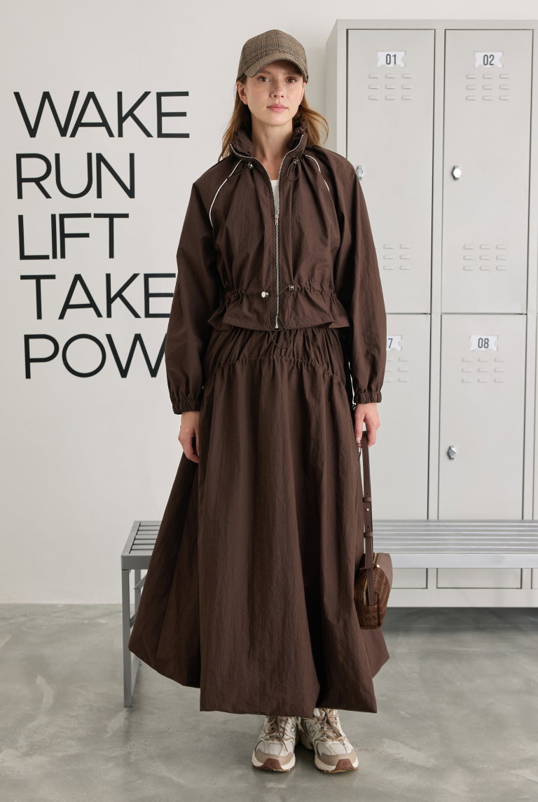 Ruched Balloon Skirt Brown - HE-QA