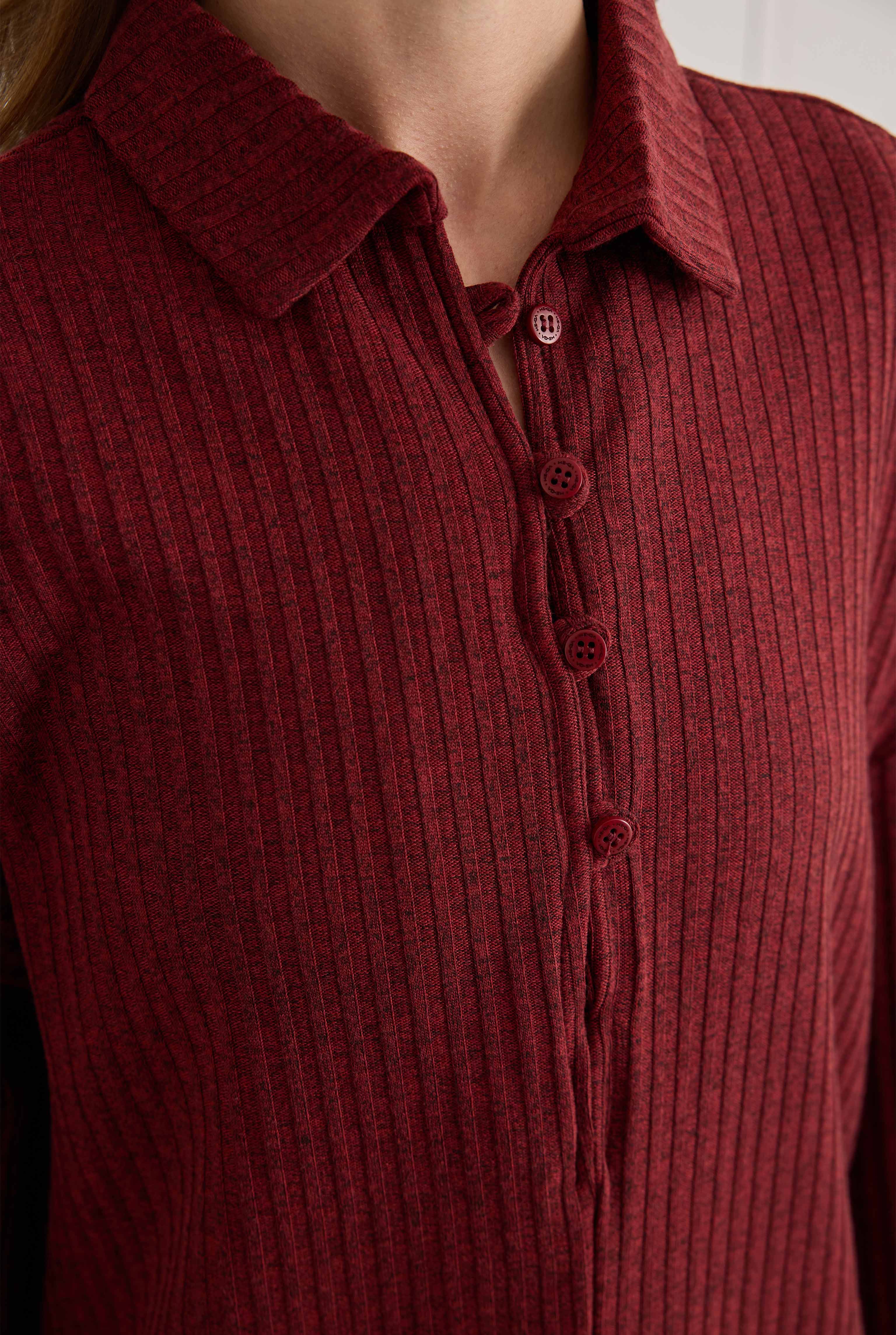Fitilli Triko Takım Bordo - 5