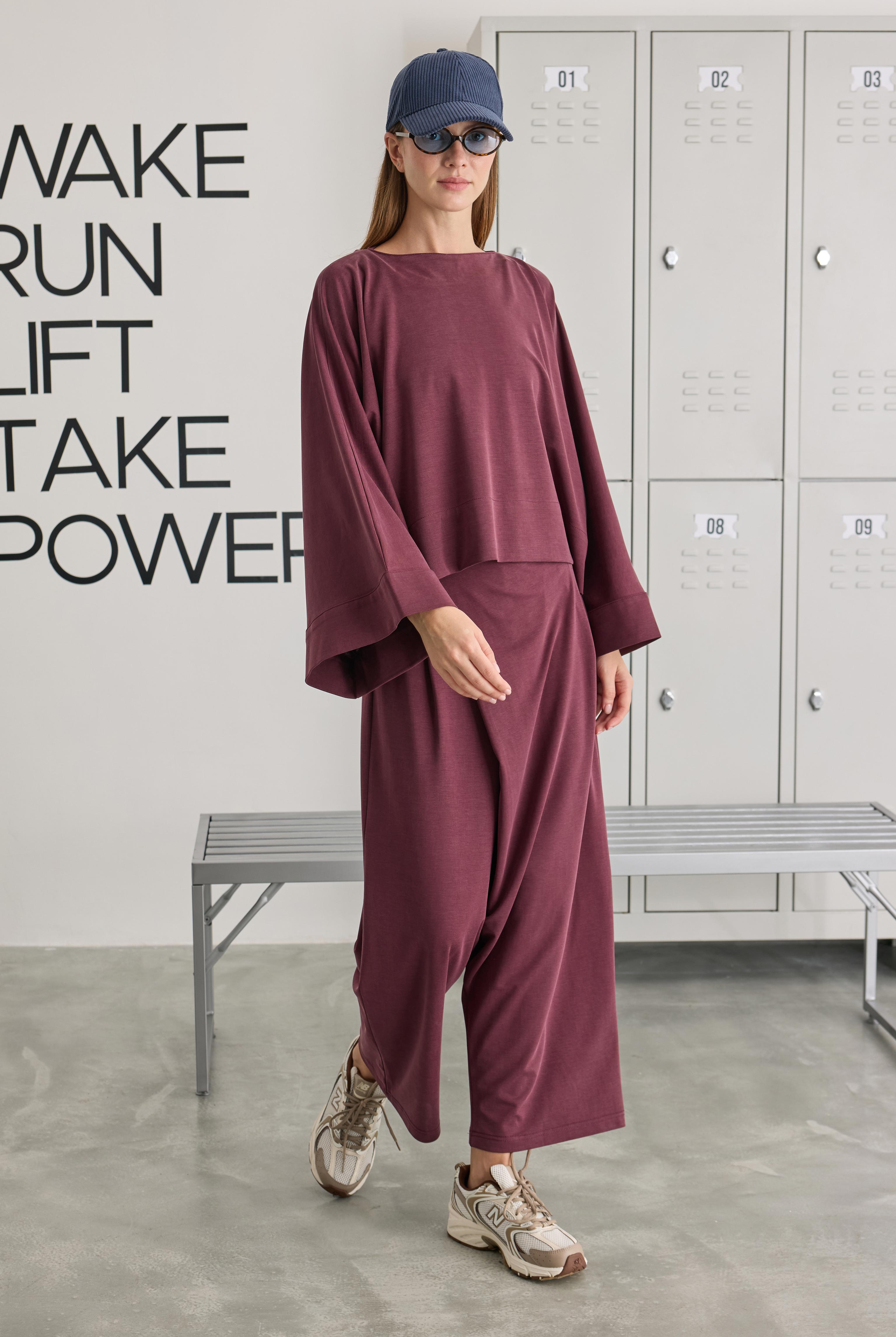 Lidya Şalvar Pantolon Bordo - 2
