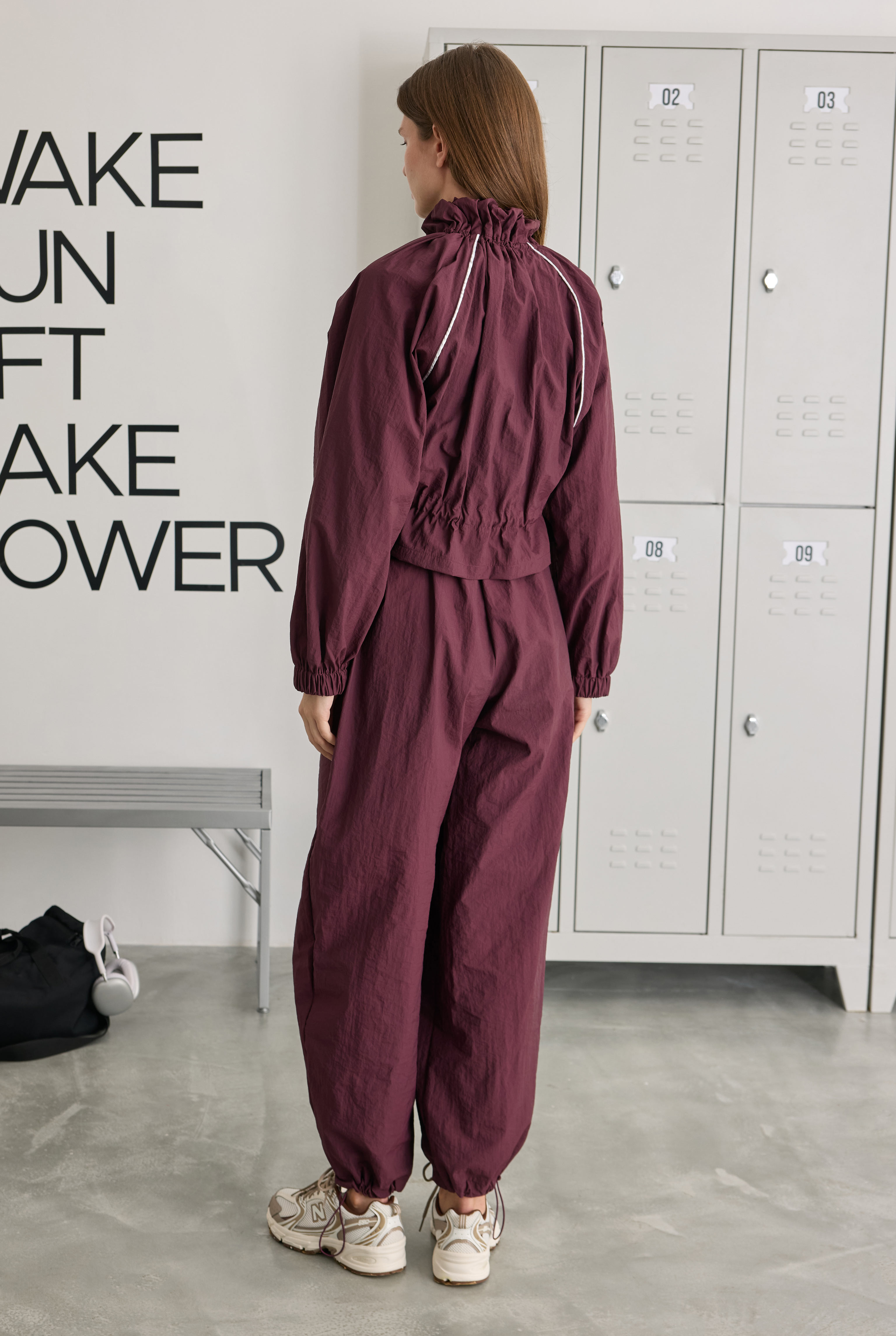 Technical Pants with Piping Detail Burgundy - 3