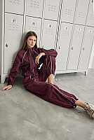 Technical Pants with Piping Detail Burgundy 