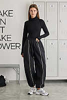 Technical Pants with Piping Detail Black 