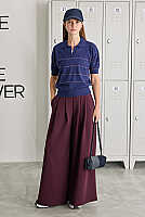 Polo Collar Knit Top Navy 