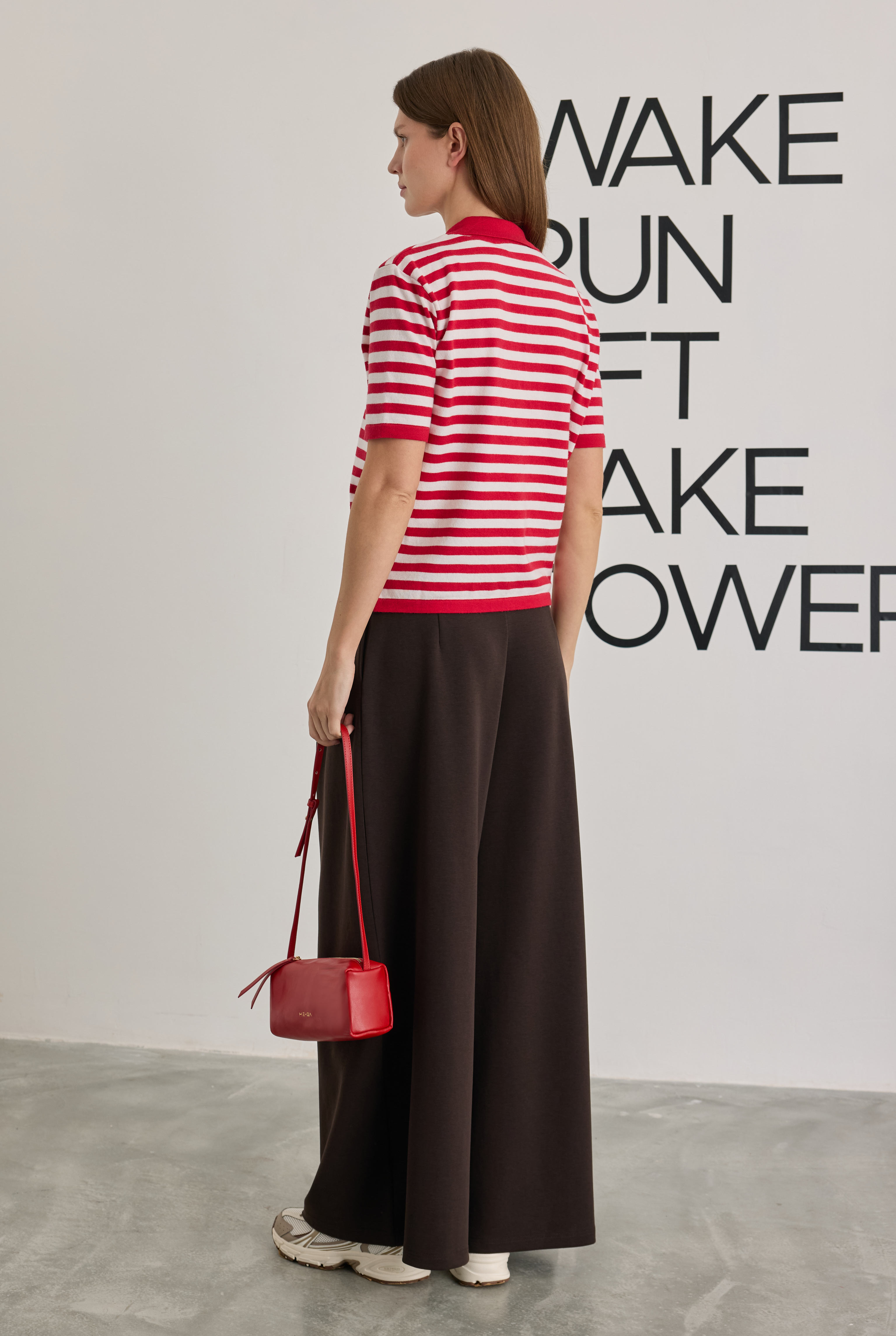 Polo Yaka Çizgili Triko Kırmızı - 6