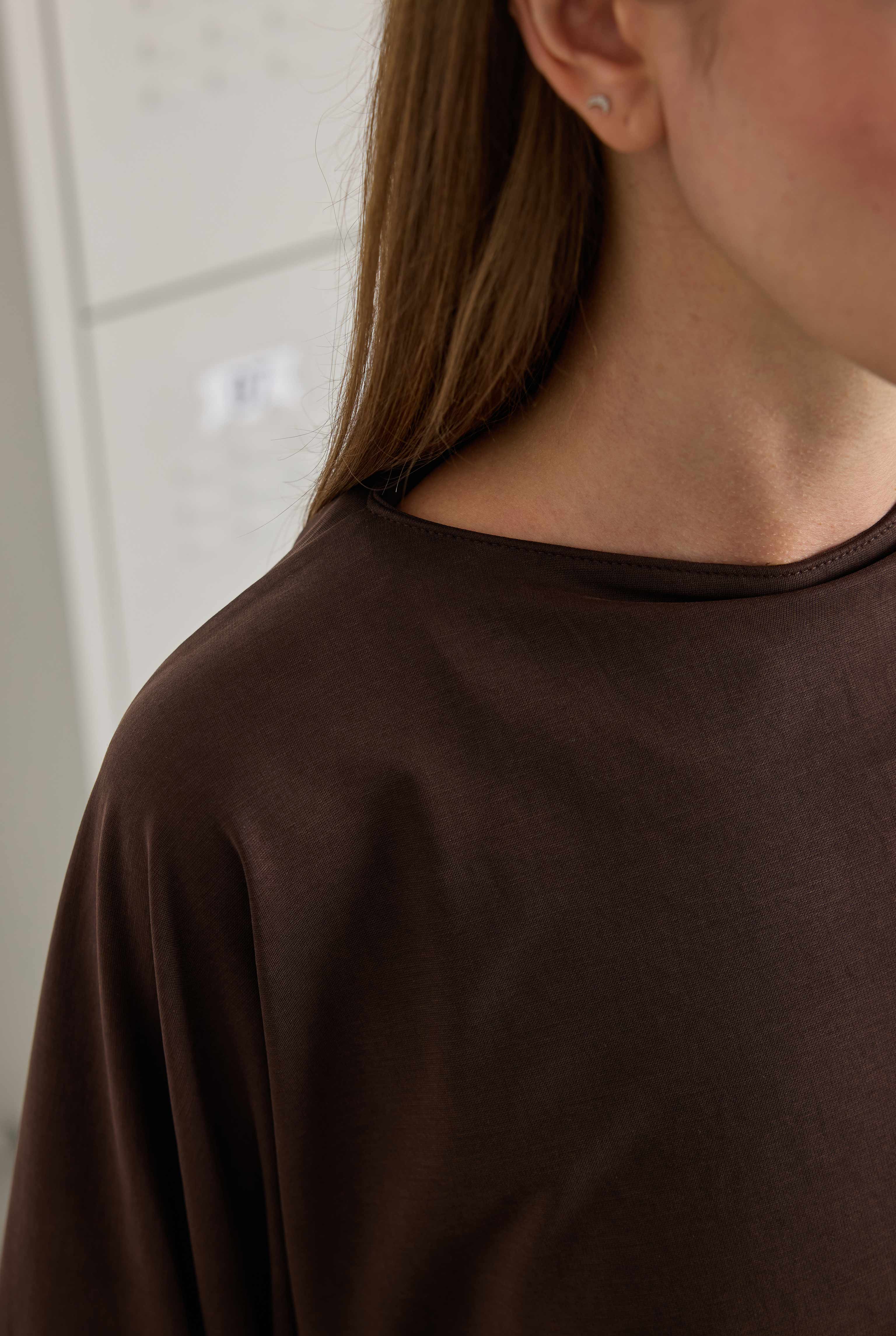 Lidya Batwing Sweatshirt Dark Brown - 4