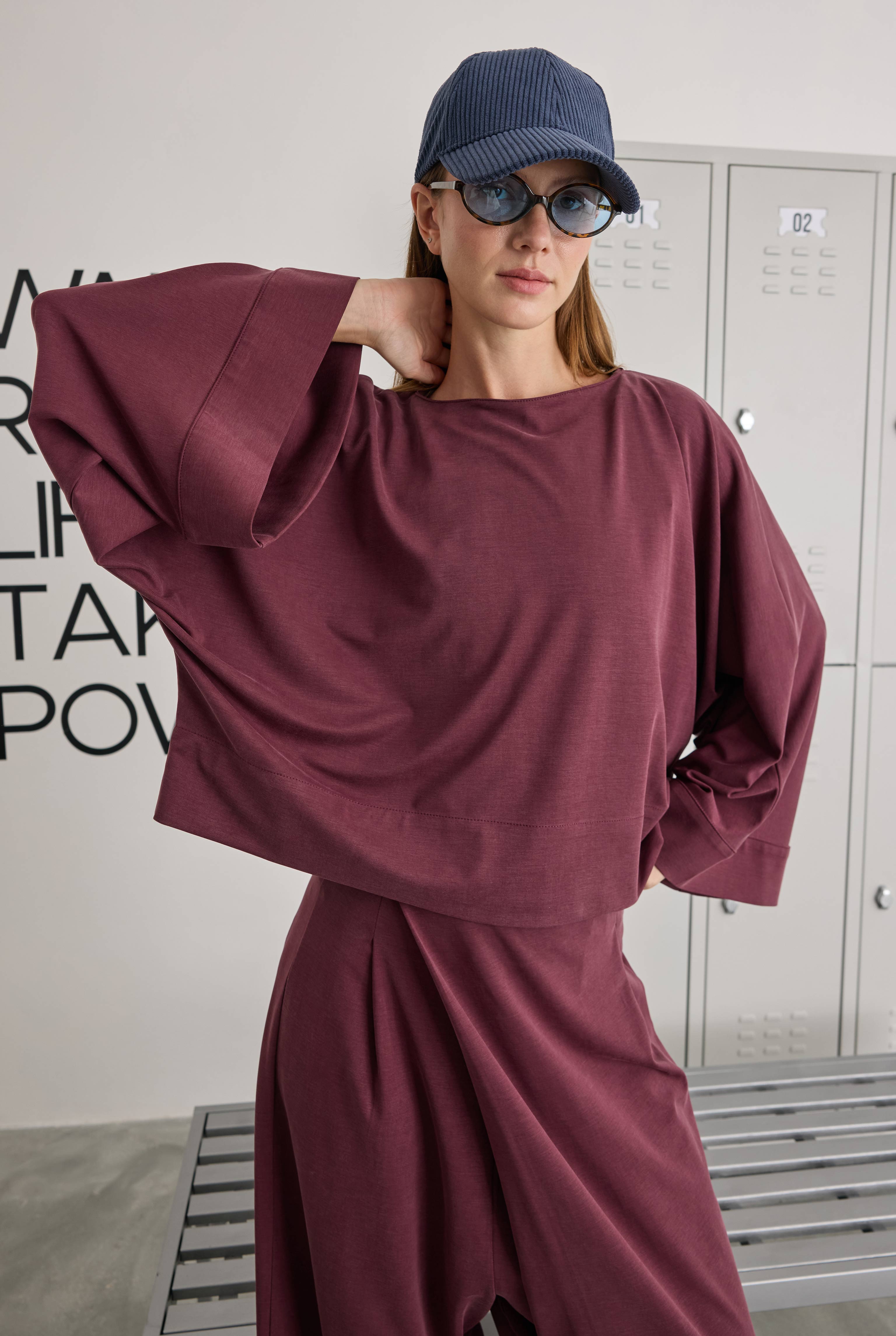 Yarasa Kol Lidya Sweat Bordo - 2