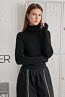 Fine Turtleneck Knit Top Black 