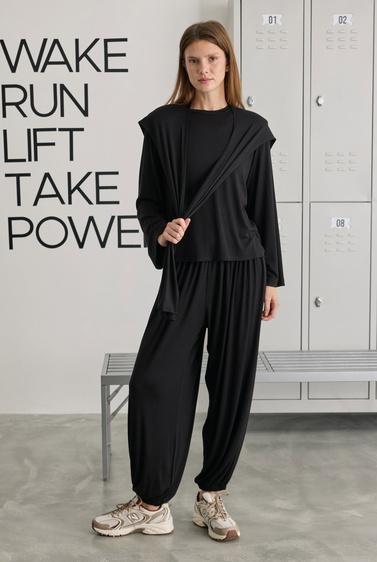 Fine Knit Three-Piece Set Black - HE-QA