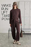 Fine Knit Three-Piece Set Brown 