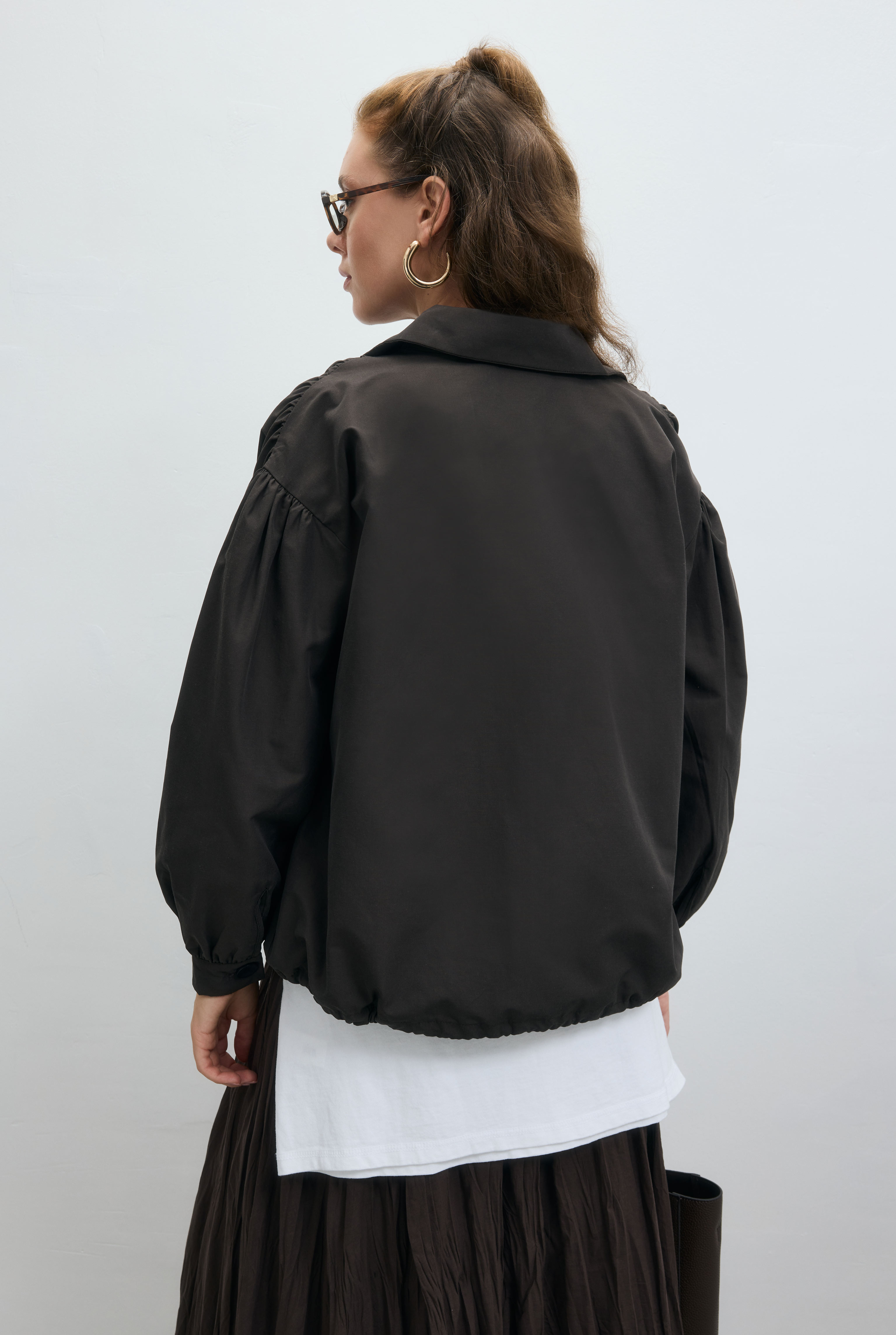 Büzgülü Bomber Ceket Acı Kahve - 3
