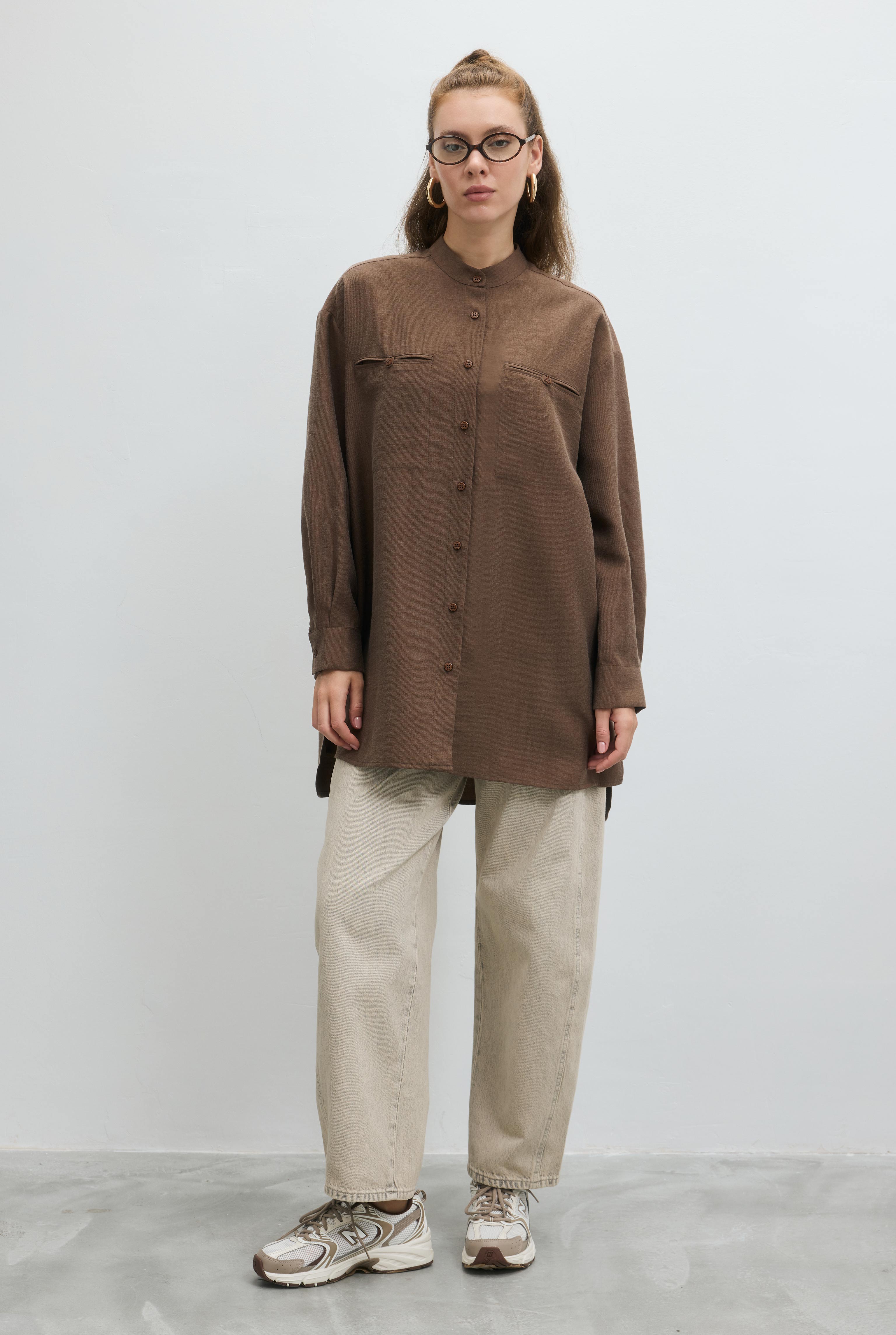 Double Welt Pocket Shirt Brown - 2