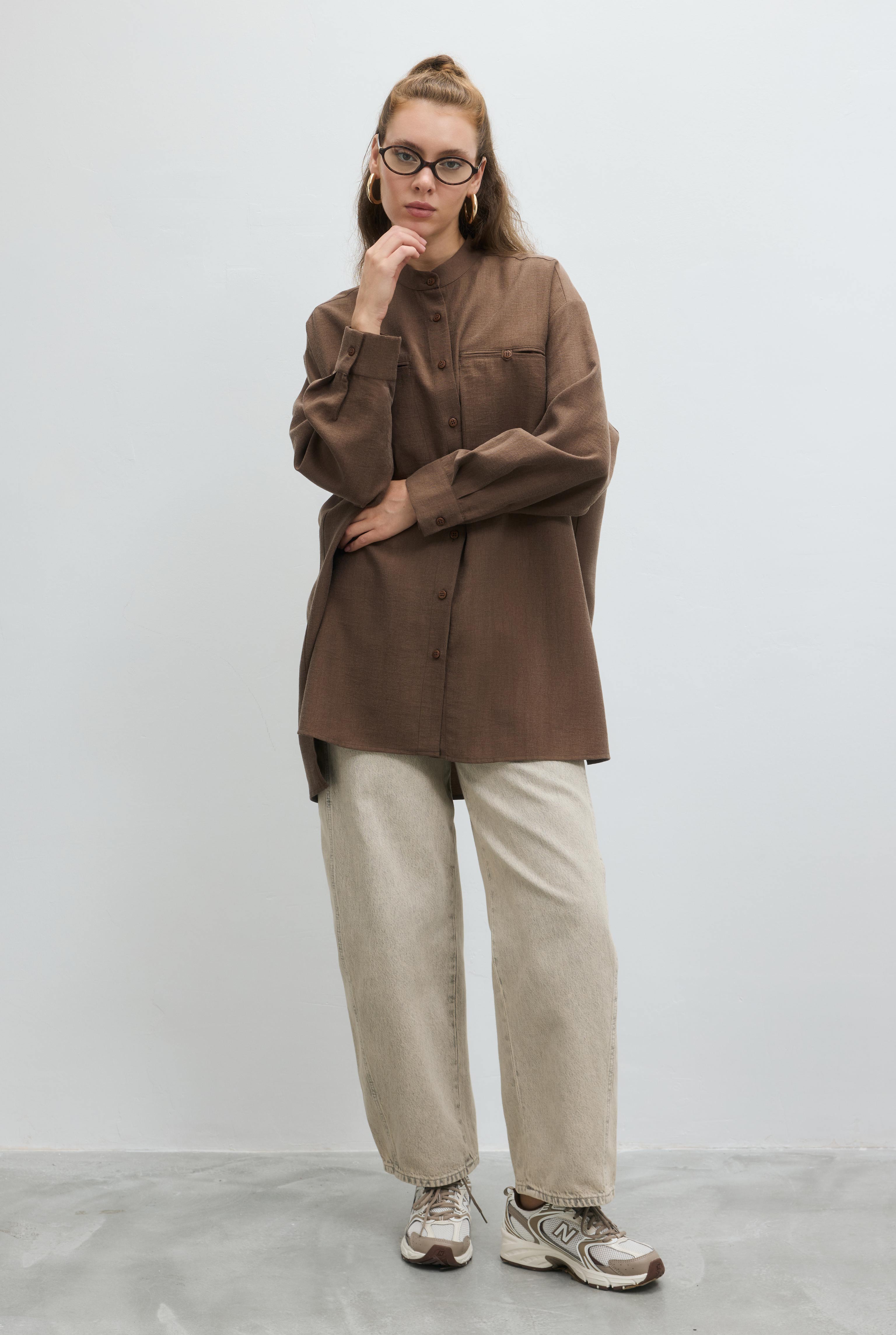 Double Welt Pocket Shirt Brown - 3