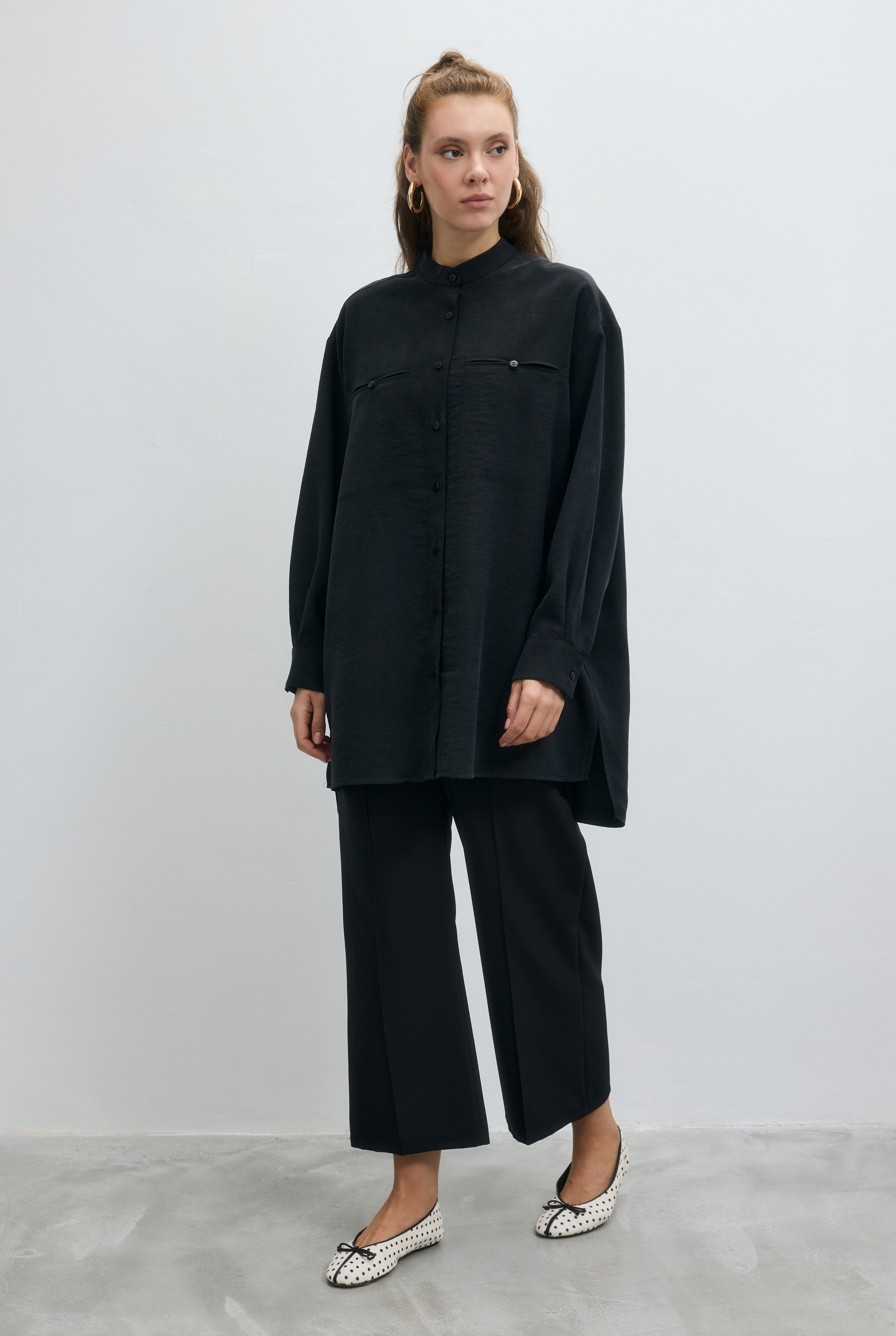 Double Welt Pocket Shirt Black - 1