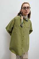 Double Welt Pocket Shirt Oil Green 